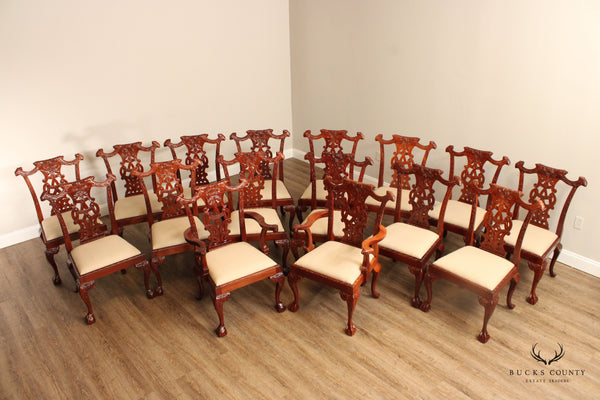 Irish Chippendale Style Set of Sixteen Carved Mahogany Dining Chairs