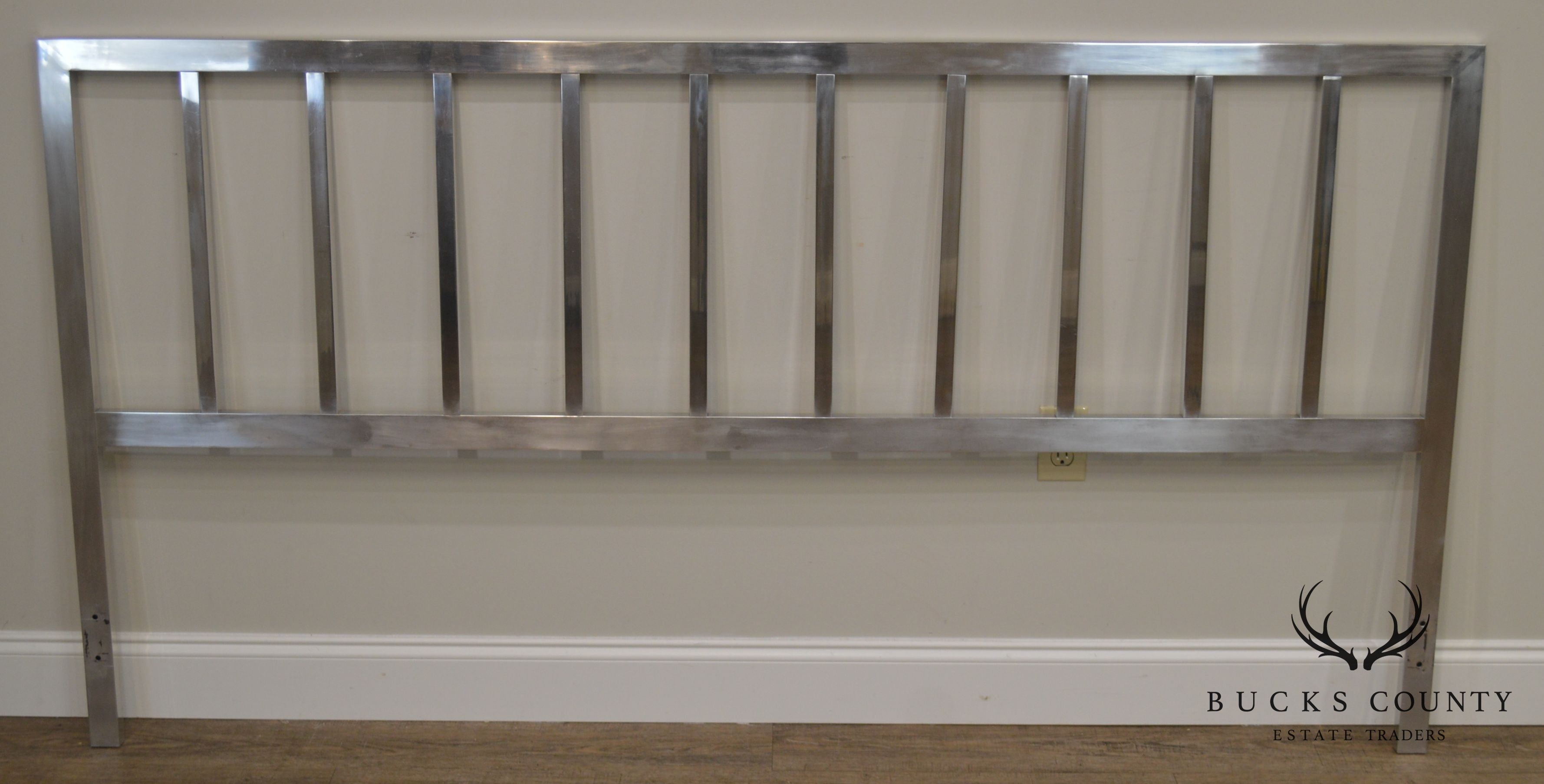 Mid Century Modern Polished Aluminum King Headboard