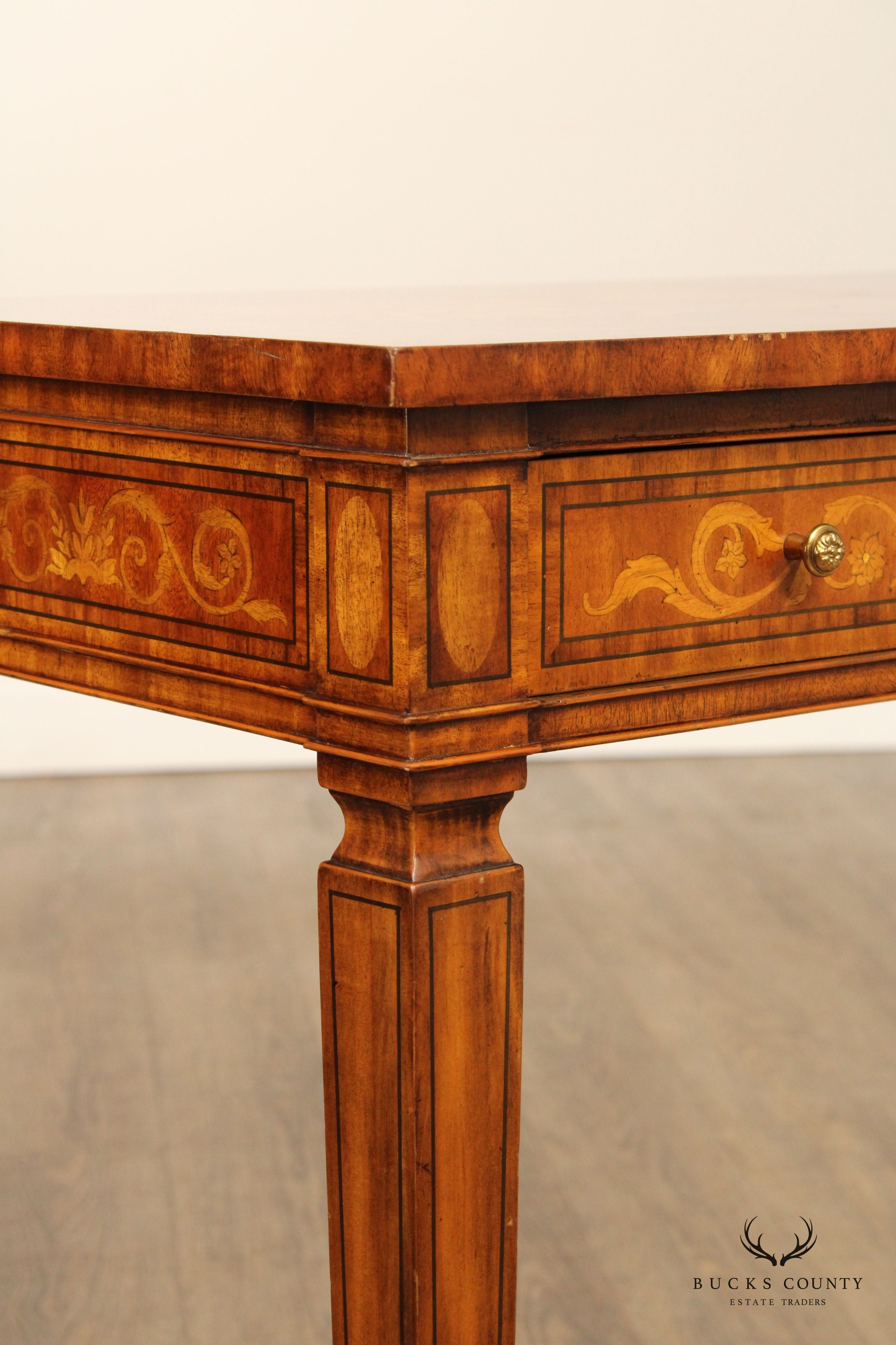 Maitland Smith Italian Neoclassical Style Marquetry Inlaid Mahogany Console or Side Table