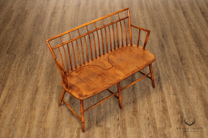 Curtis Products Farmhouse Style Maple Windsor Settee