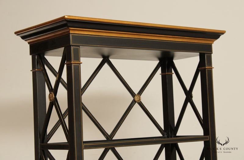 Regency Style Black & Partial Gilt Bookcase Etagere