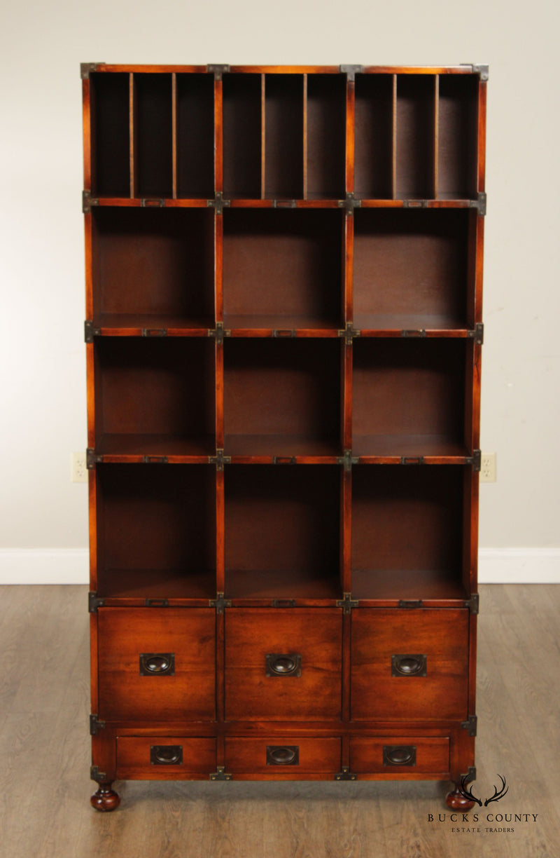 Theodore Alexander Campaign Style Leather Wrapped Bookcase