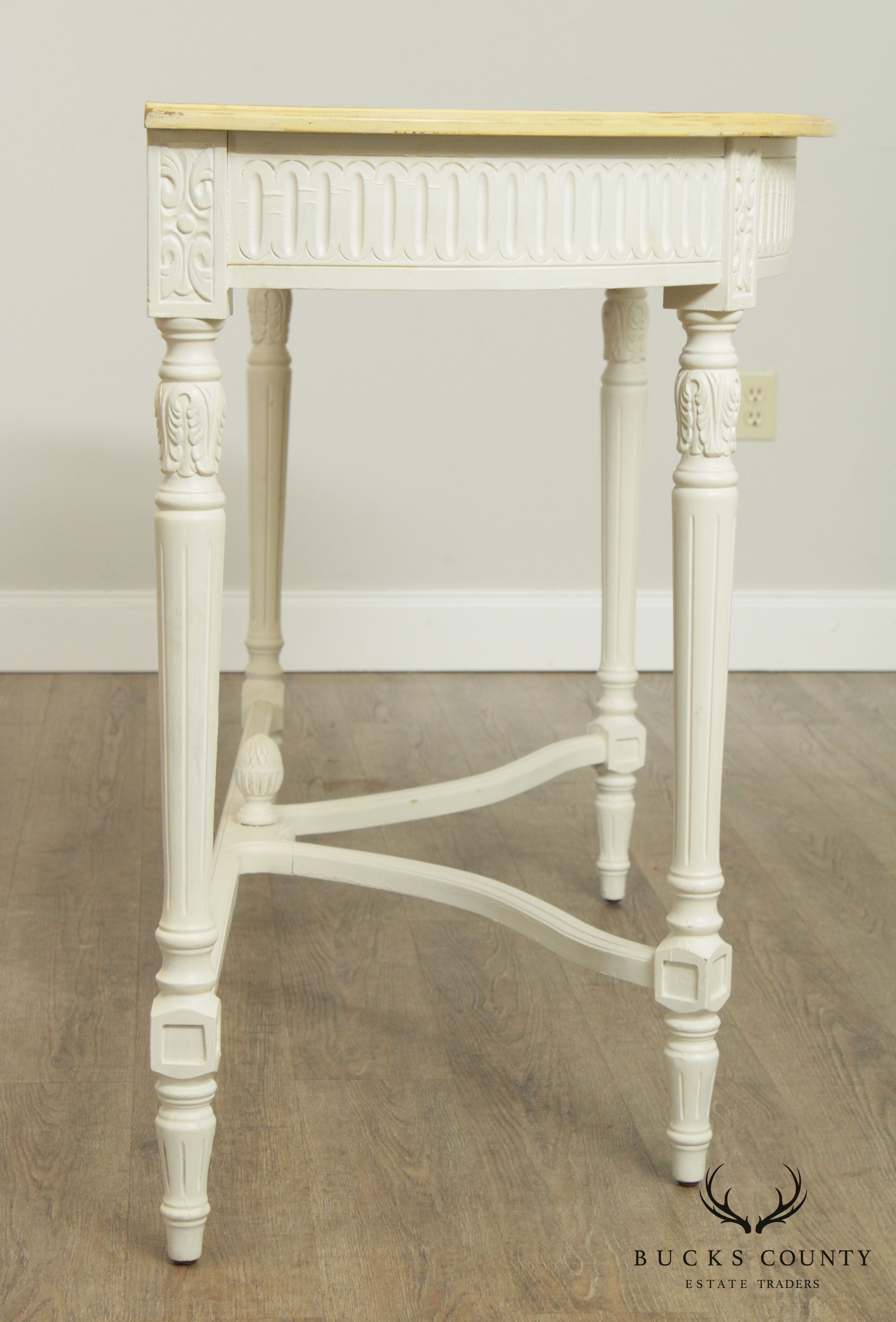 French Louis XVI Style Painted Demilune Console Table (B)