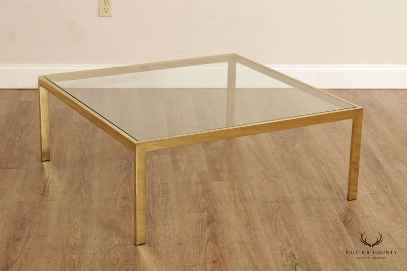 Post Modern Square Brass and Glass Coffee Table
