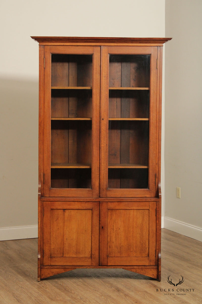Antique Victorian Oak Two Door Bookcase