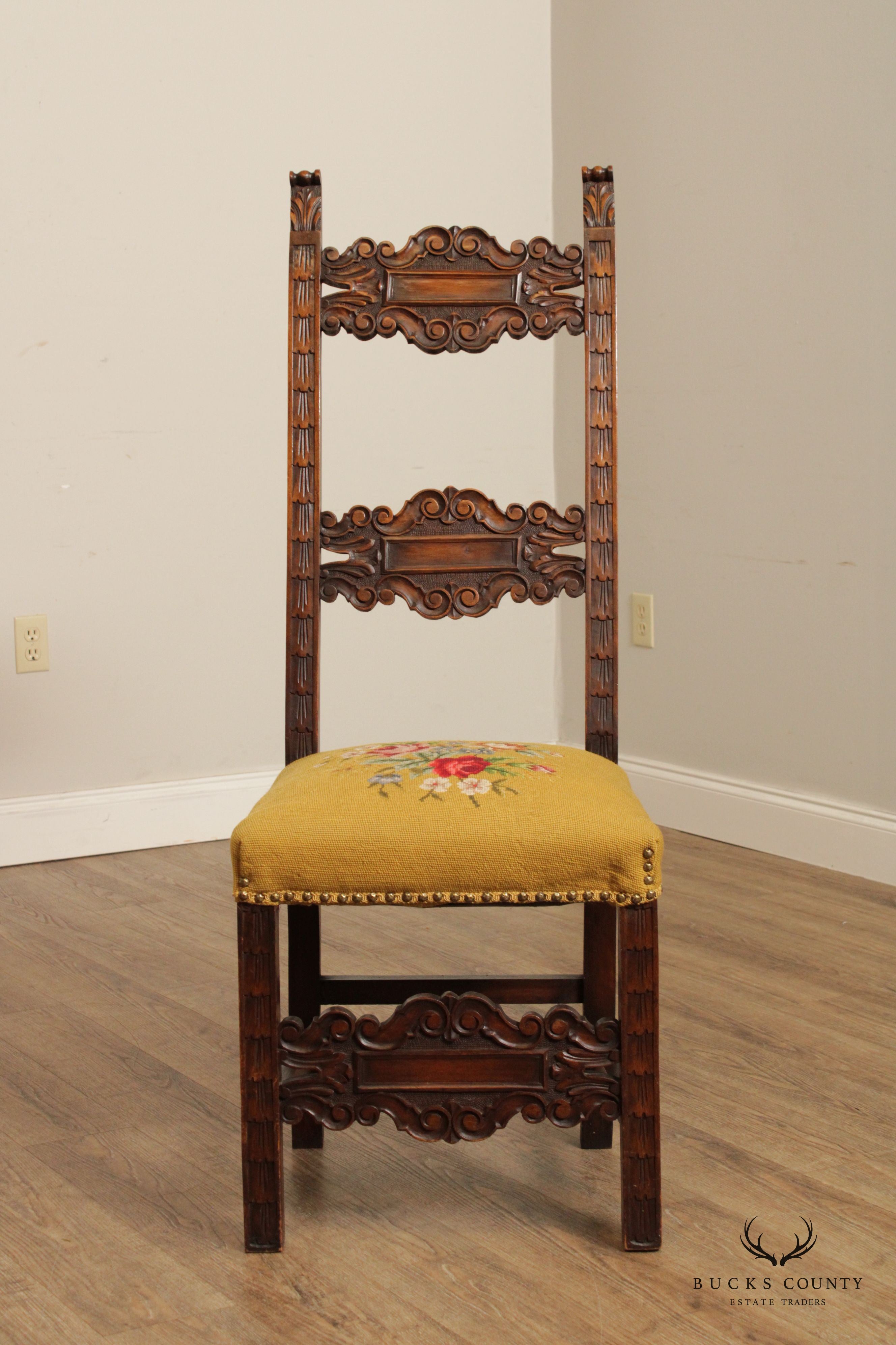 Antique Renaissance Revival Carved Accent Chair