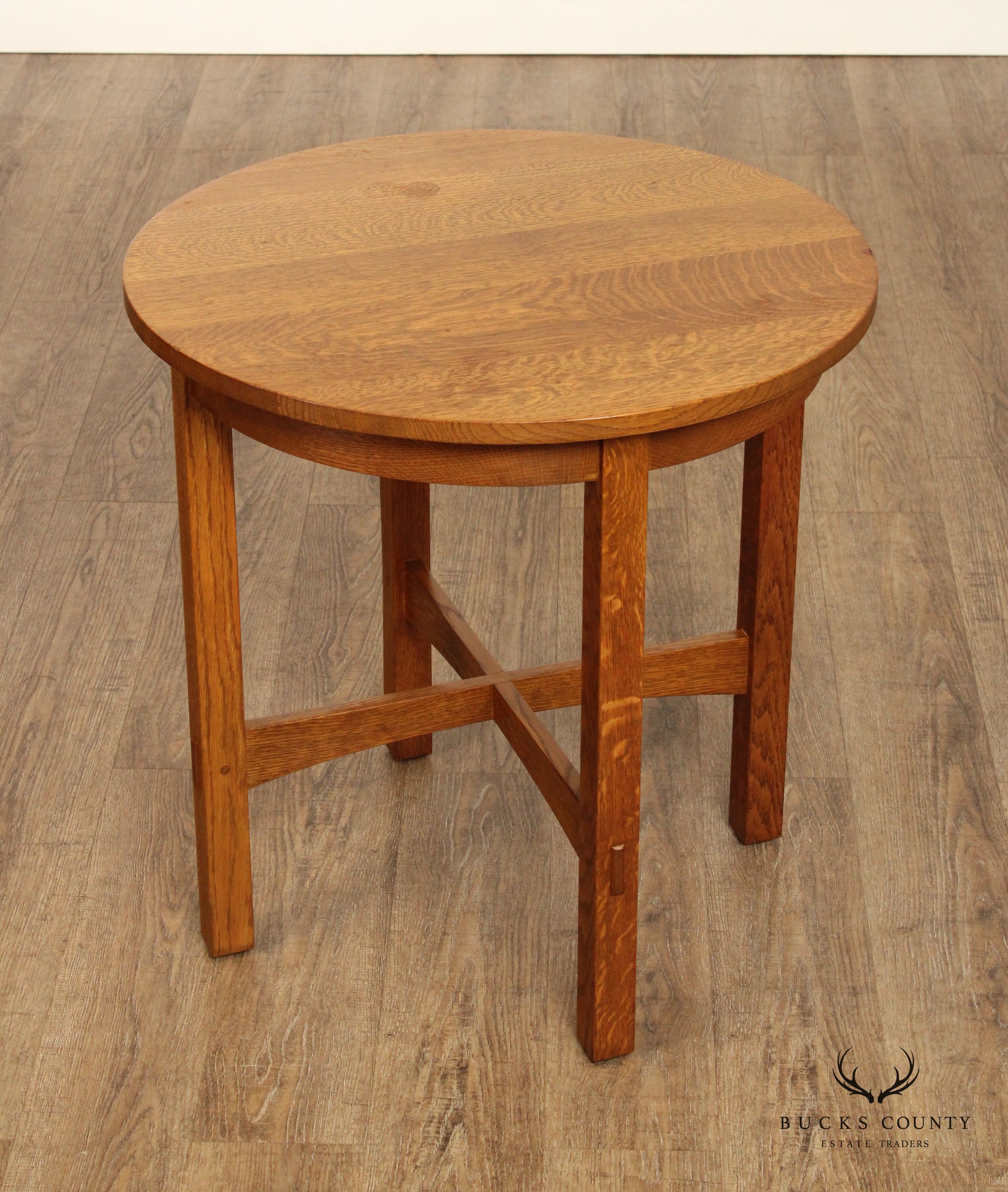 Stickley Mission Collection Oak Round Lamp Table