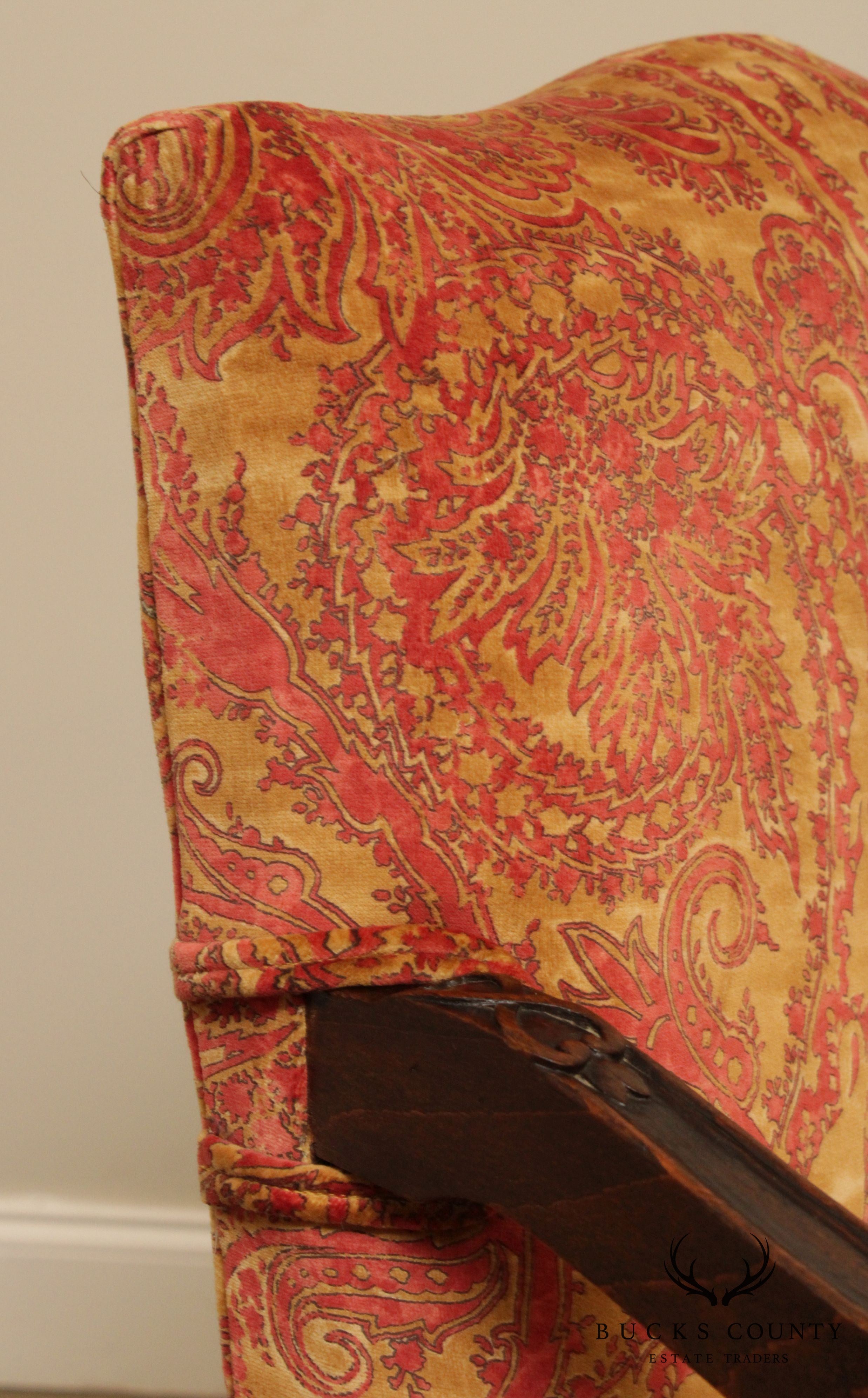 Italian Carved Custom Upholstered Armchair