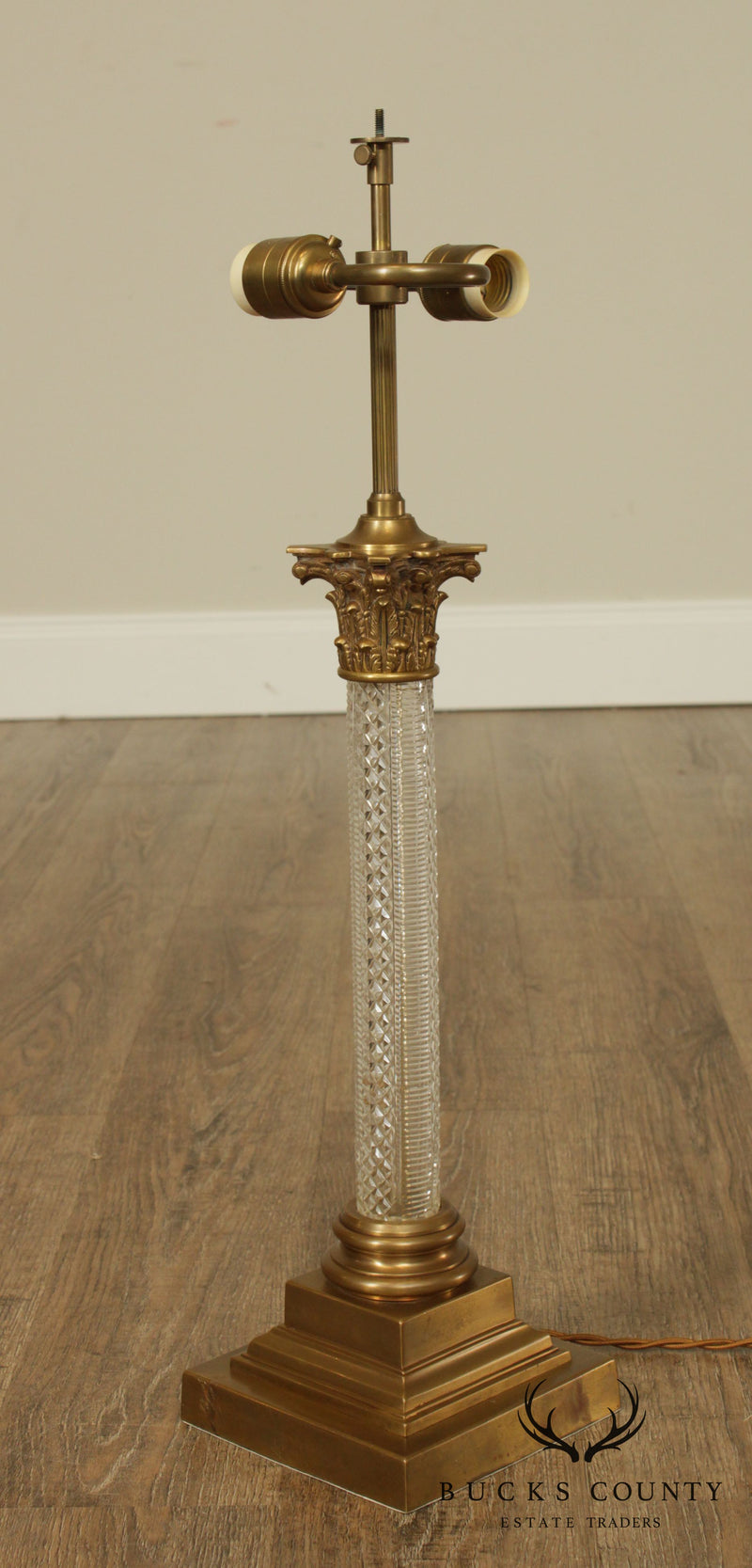 Vintage Cut Crystal Coronthian Column Table Lamp