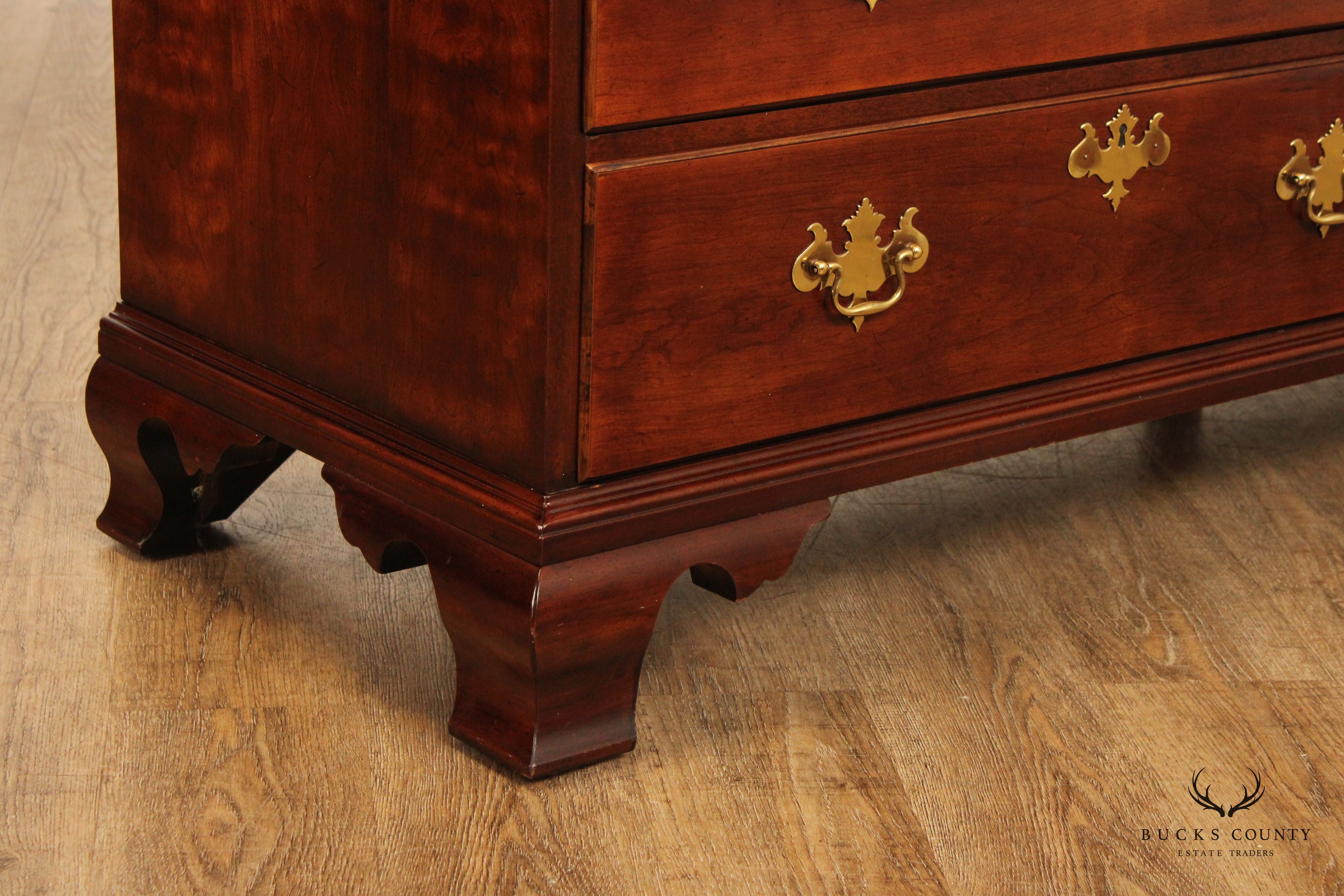 Henredon 'Salem' Chippendale Style Cherry Long Chest of Drawers