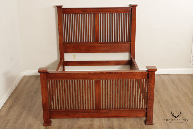 Stickley Mission Collection Oak Spindle Prairie Post Queen Bed