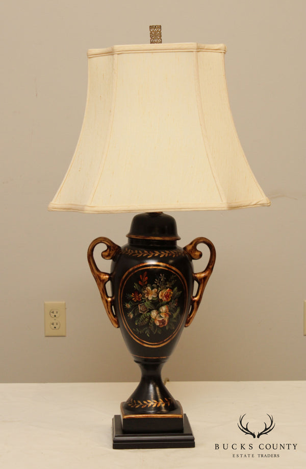 Quality Floral Painted Urn Table Lamp