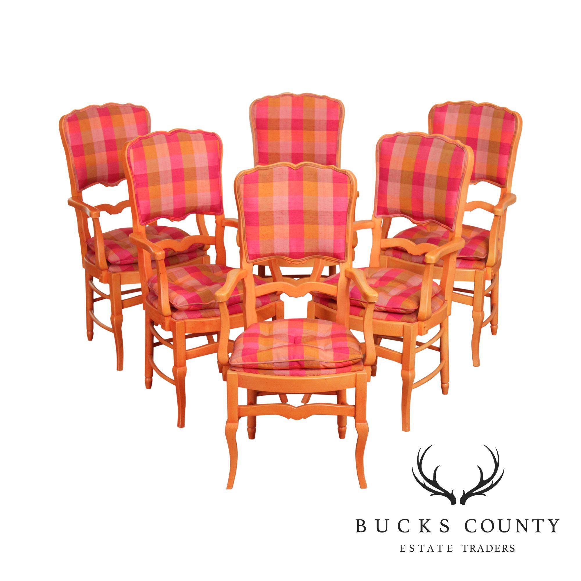 Colorful Vintage Custom Quality French Country Style Set 6 Dining Chairs