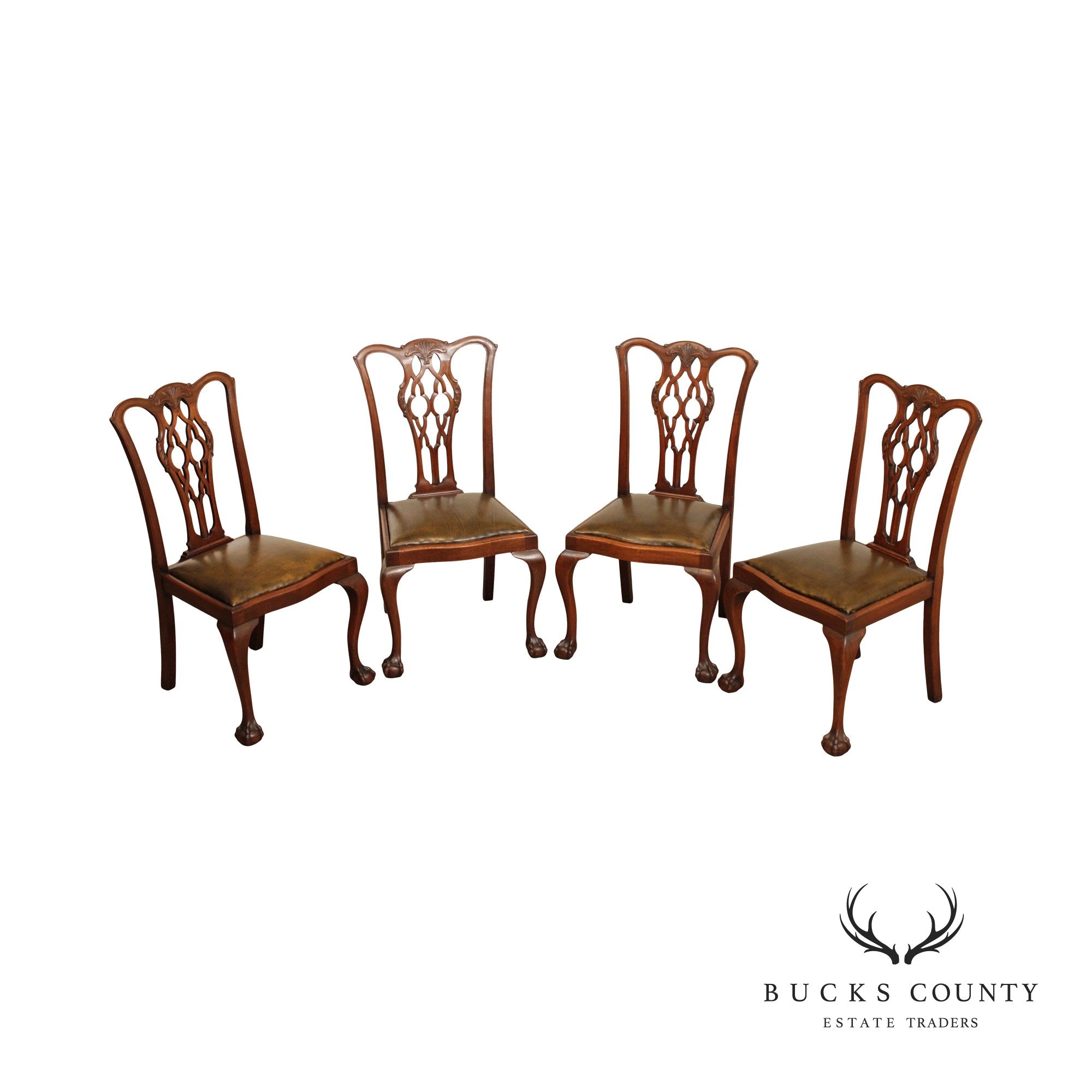 Chippendale Style Set Four Mahogany Ball and Claw Dining Chairs