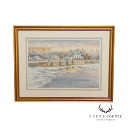 Sandra Giangiulio 'Waterworks on the River' Watercolor Lithograph Print