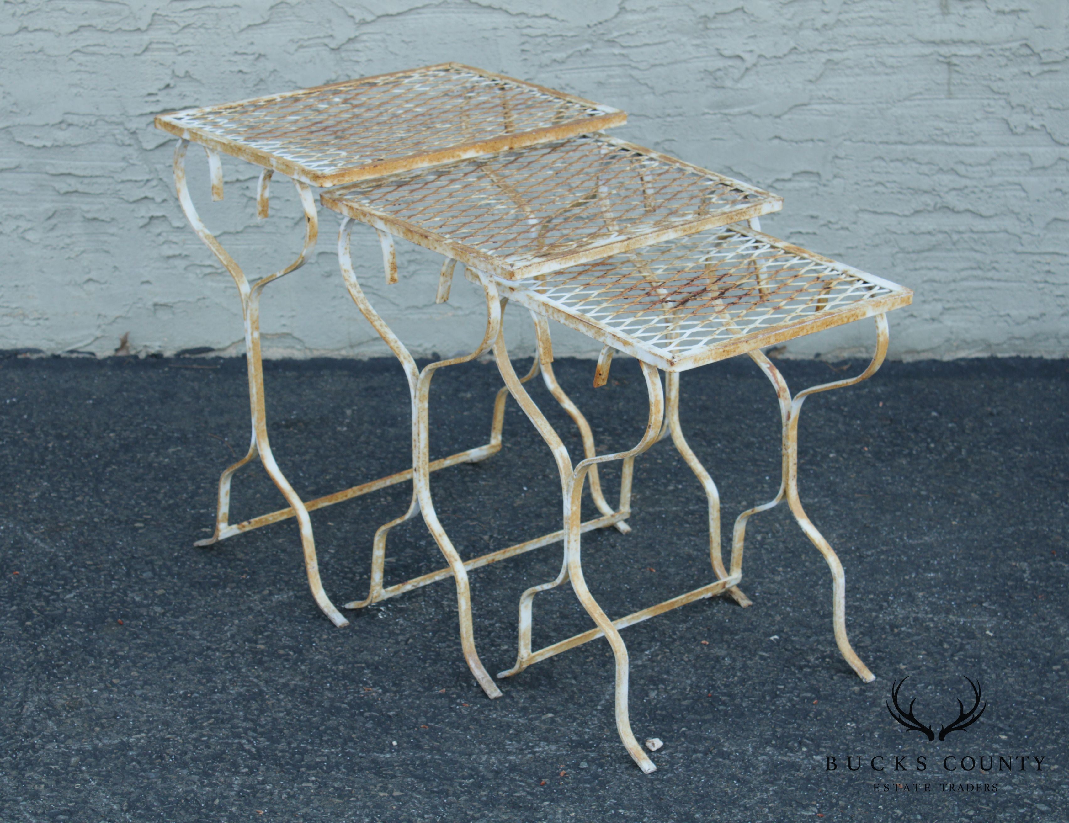 Vintage Wrought Iron Garden, Patio Nesting Table