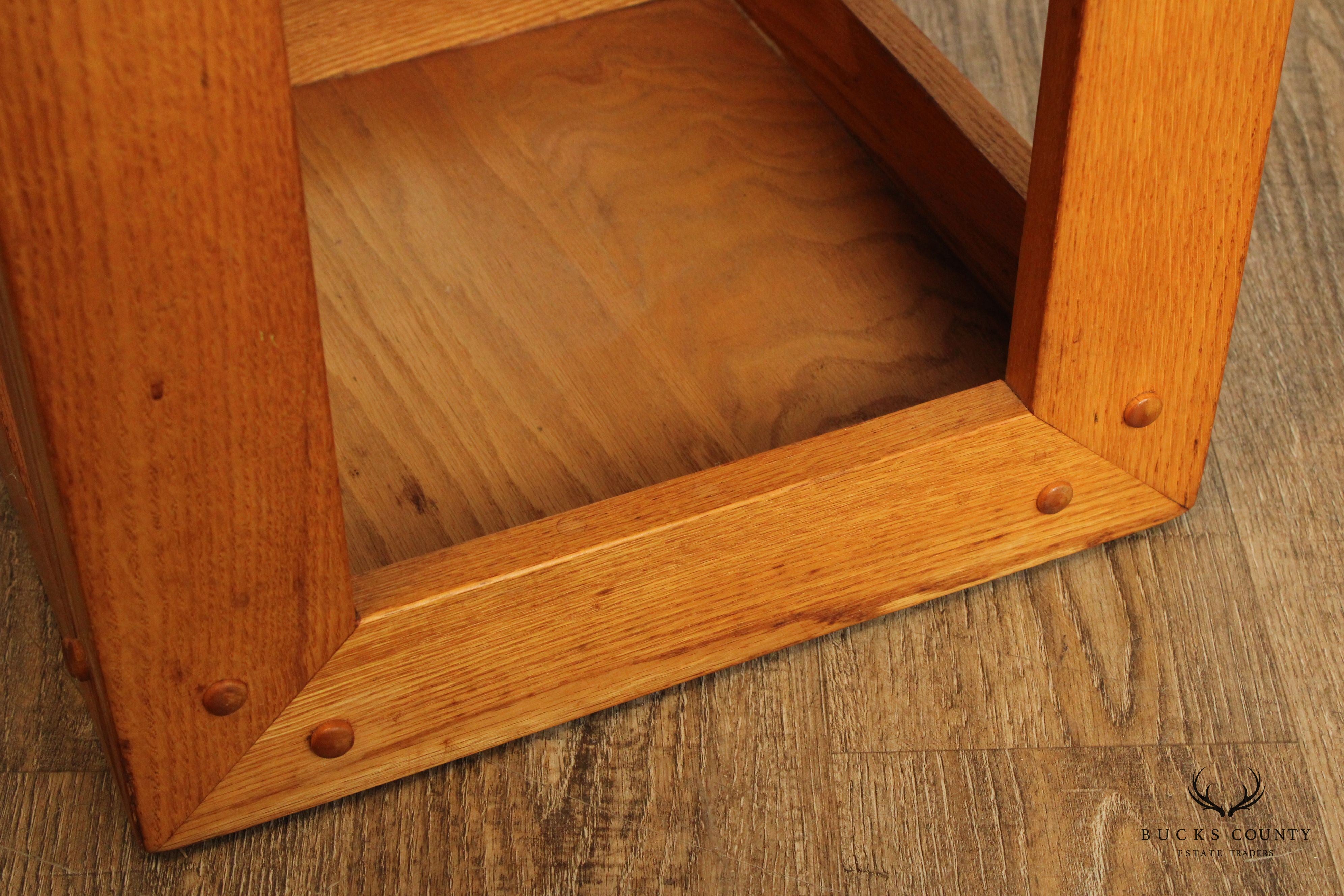 Mid Century Danish Modern Oak Cube Stool