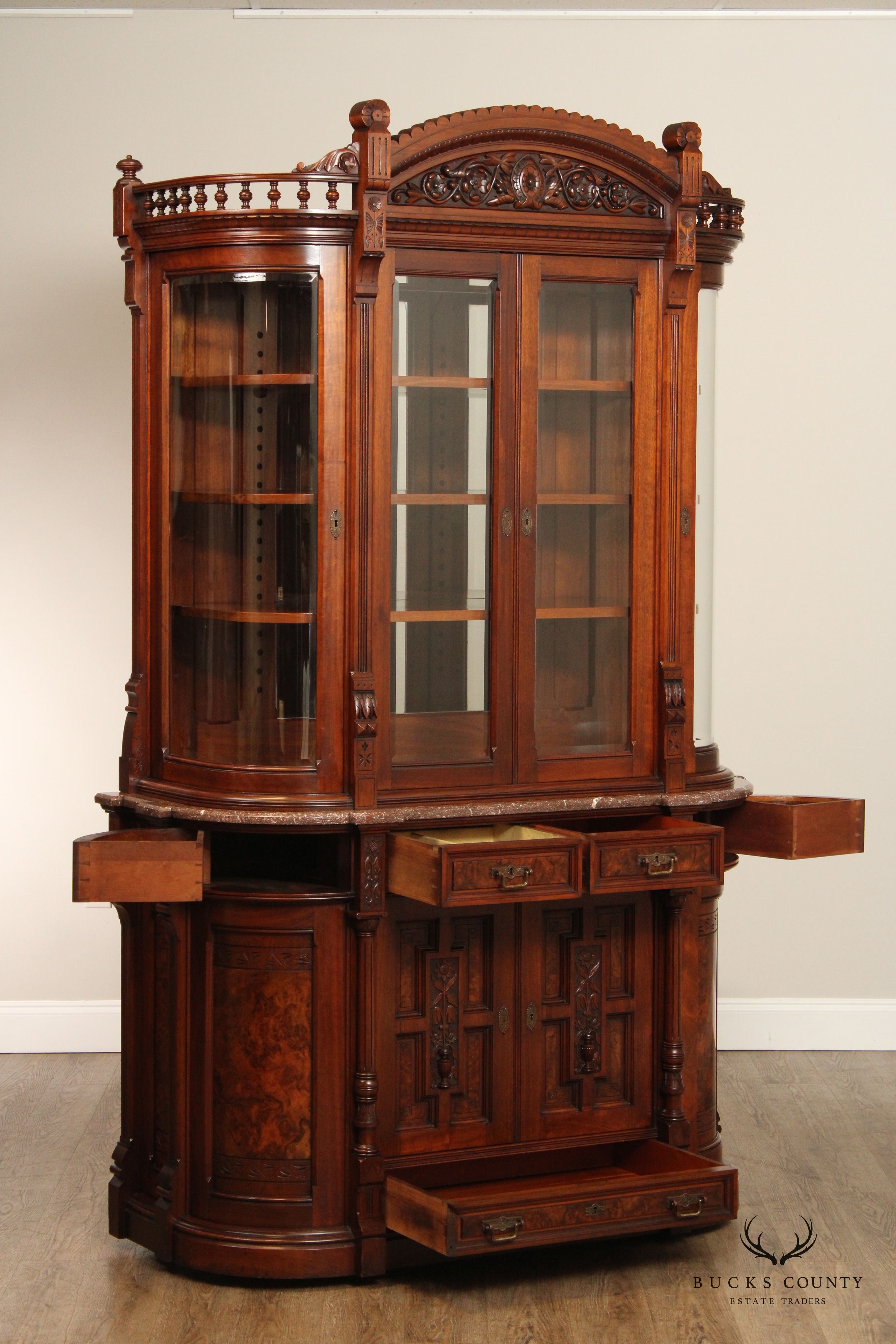 Hale & Kilburn Fine Aesthetic Renaissance Revival Carved Walnut China Cabinet