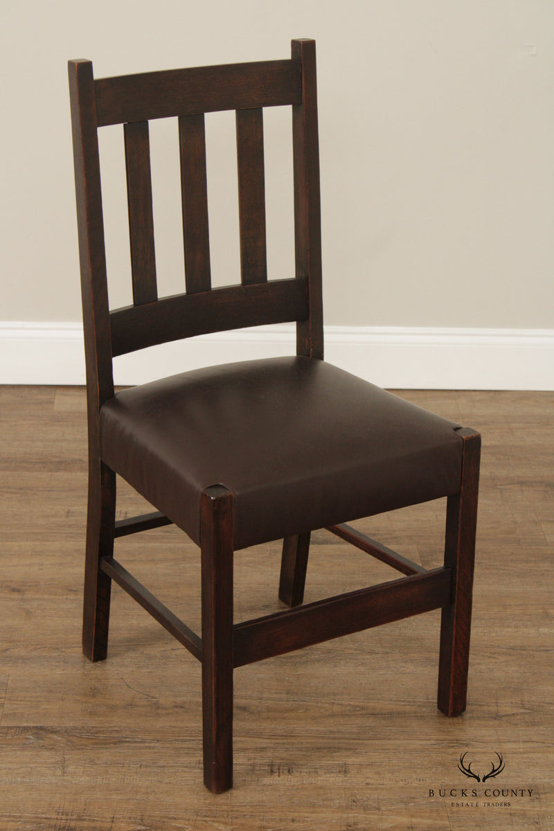 Antique Mission Oak Leather Side Chair