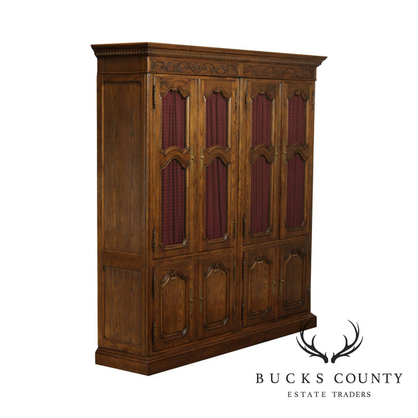 Baker French Country Style Oak China Cabinet Armoire