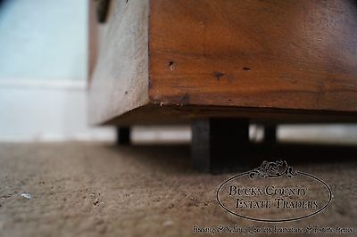 Unusual Pair of Solid Walnut Cube End Tables w/ Glass Tops