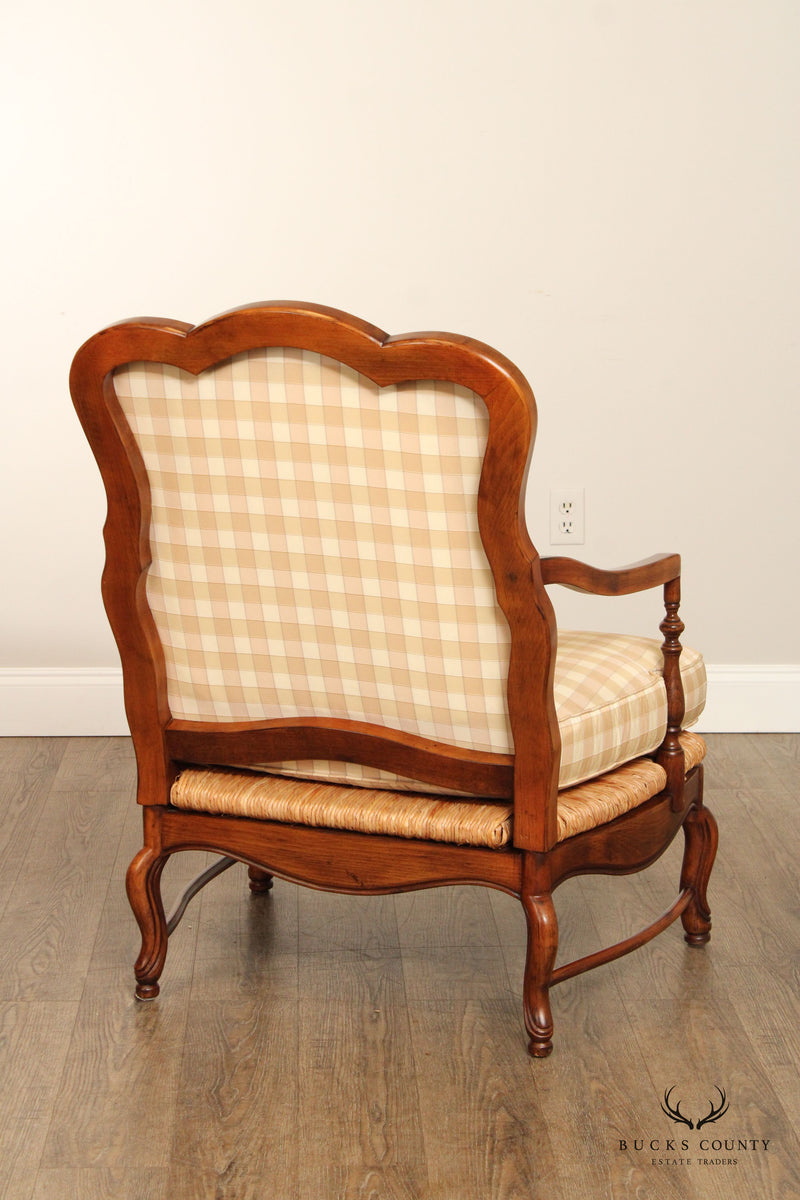 French Country Style Pair of Carved Bergere Lounge Chairs