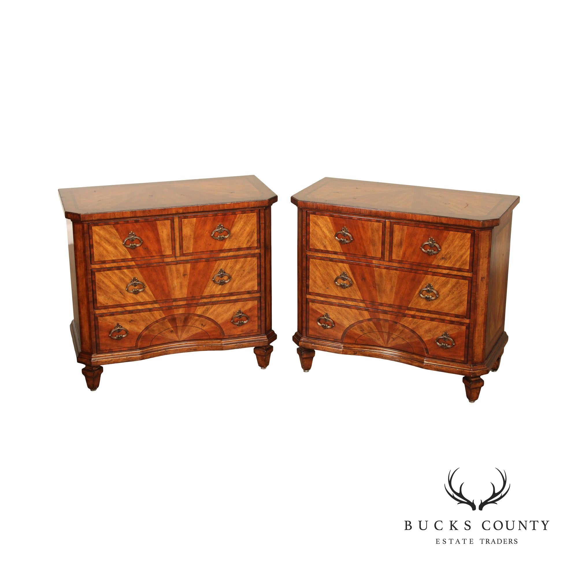 Artistica Pair of Parquetry Sunburst Chests of Drawers