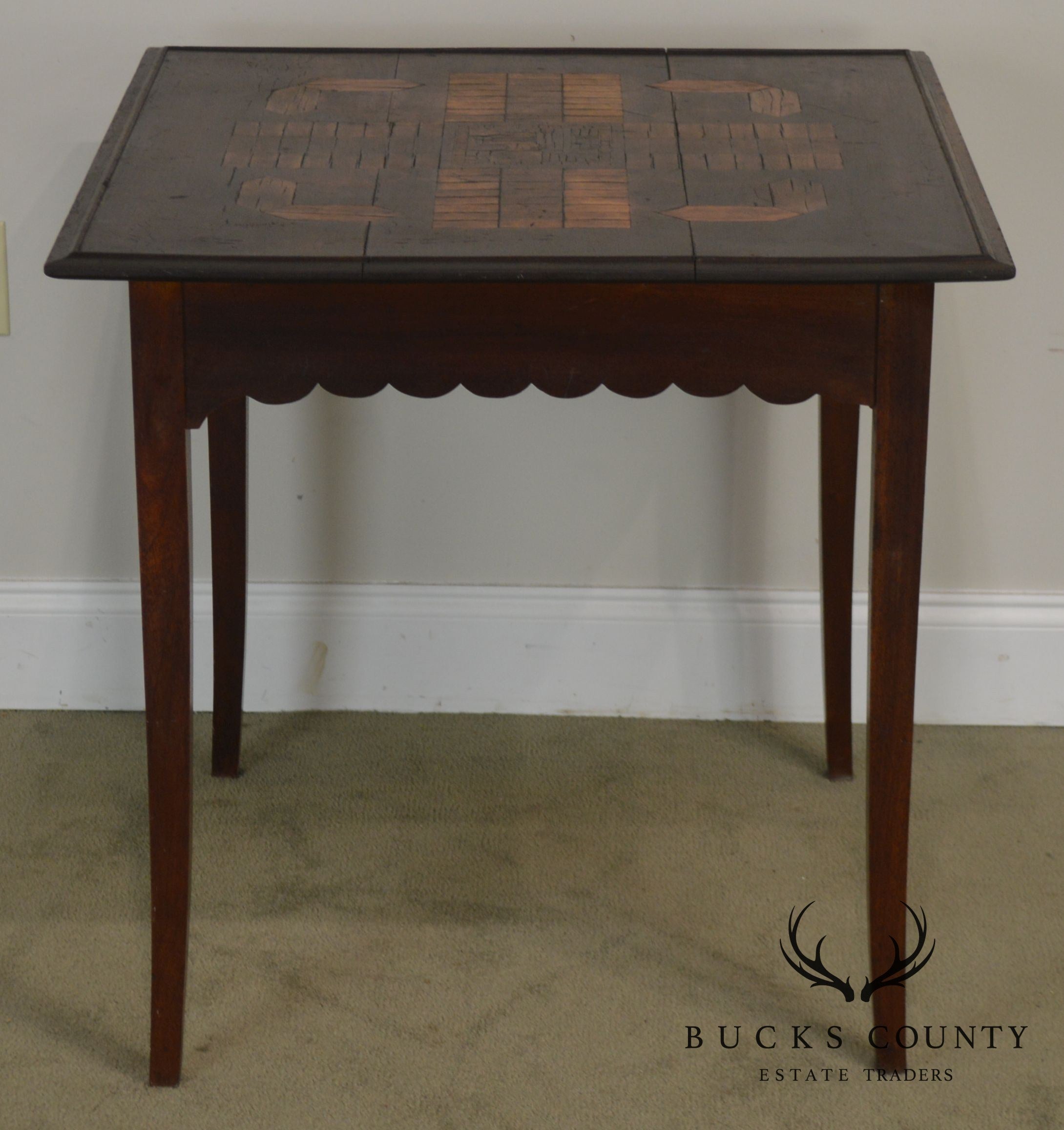 French Country Antique 19th Century Inlaid One Drawer Work Table