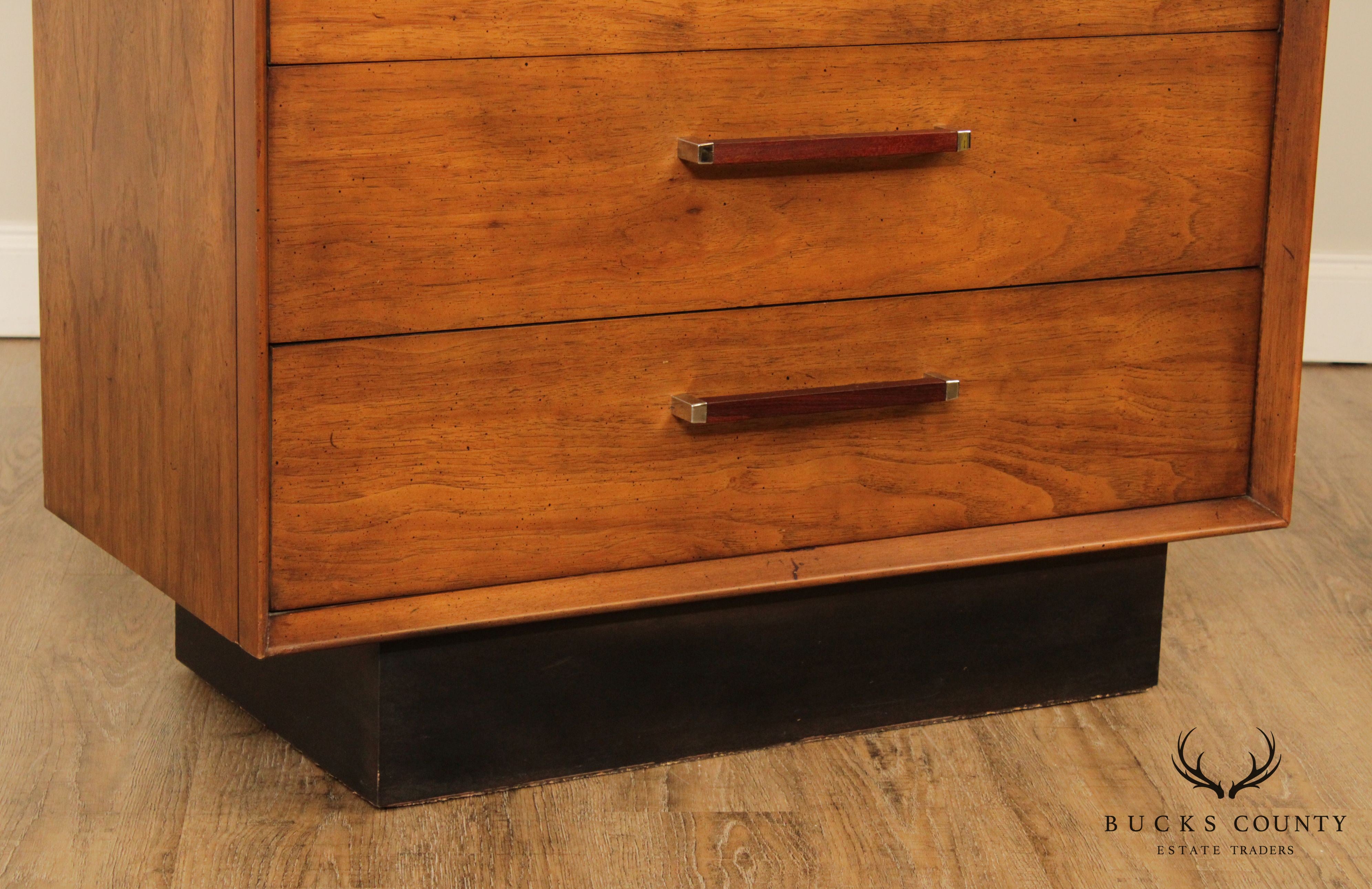 Lane Mid Century Modern Pecan & Rosewood Tall Chest