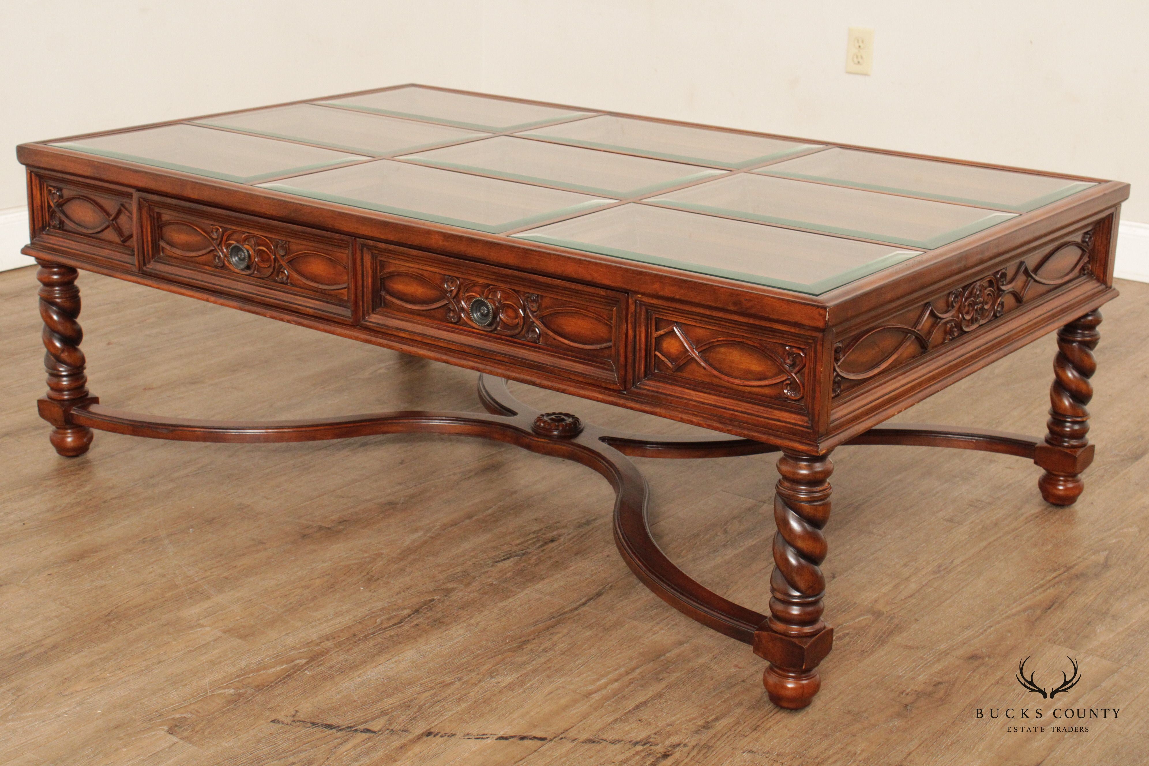 Palazzio Italian Renaissance Style Glass Top Coffee Table