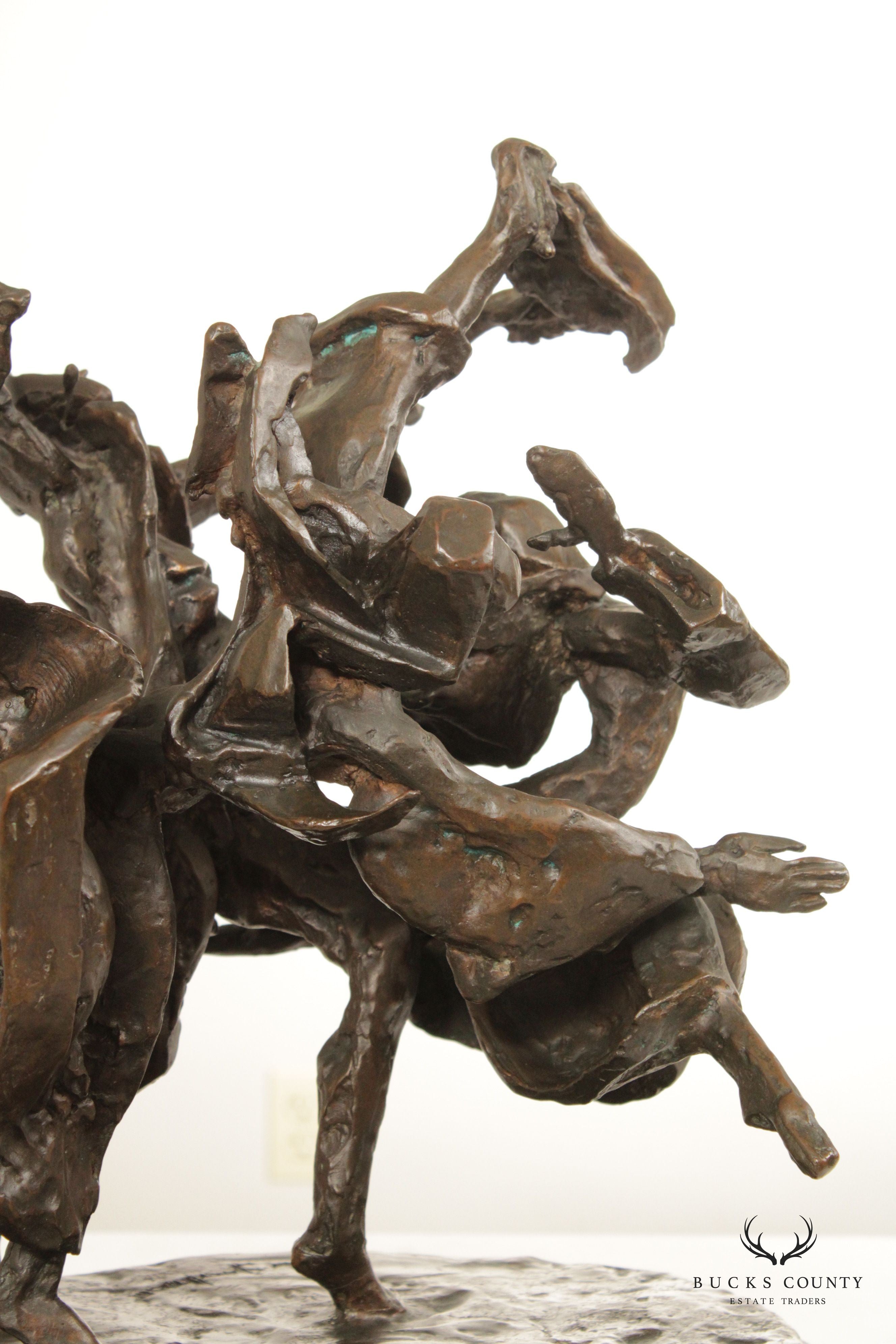 Laura Goodman Abstract Dancing Figures Bronze Sculpture