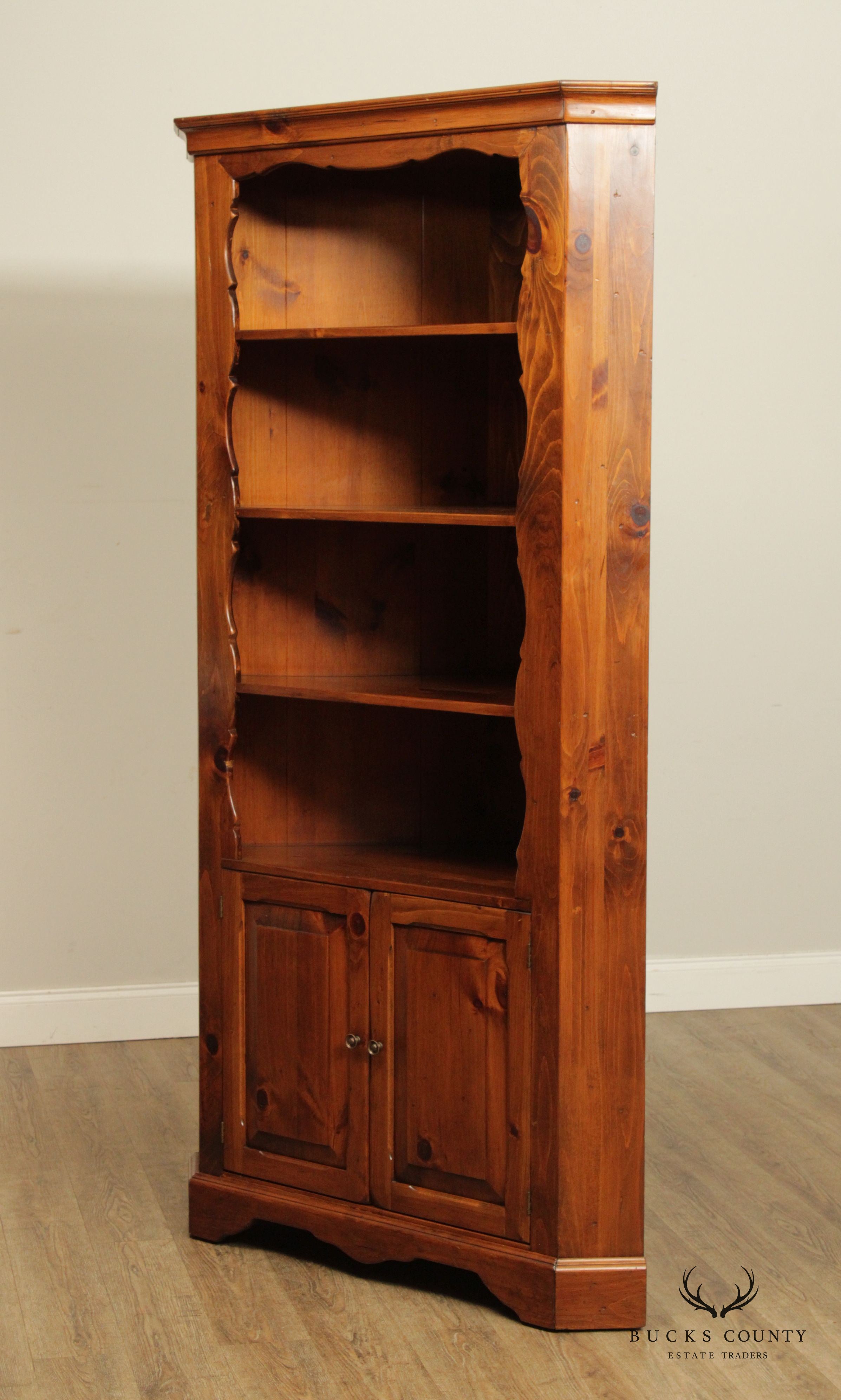 Plymwood Early American Style Pine Corner Cupboard