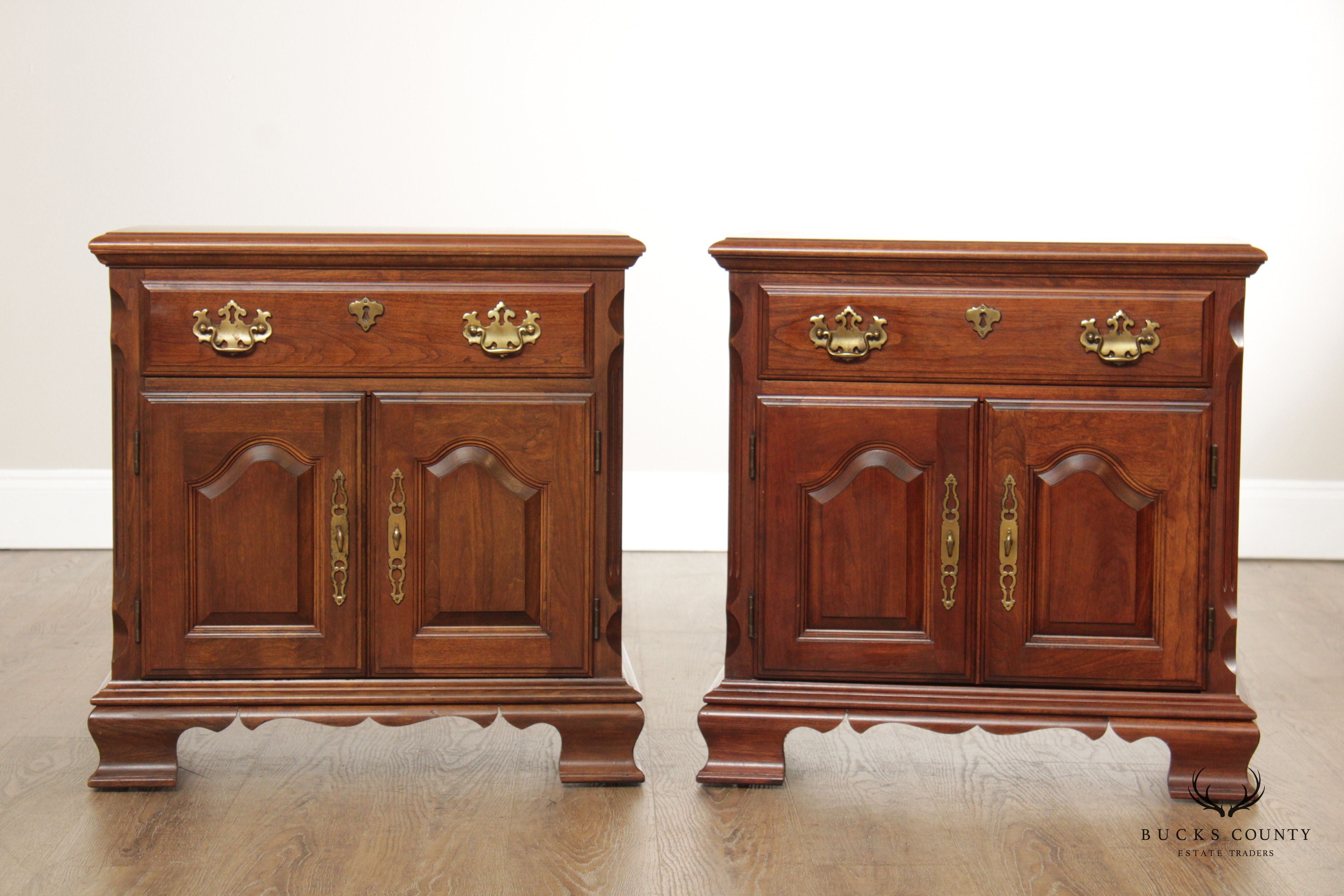 Pennsylvania House Chippendale Style Pair of Cherry Nightstands