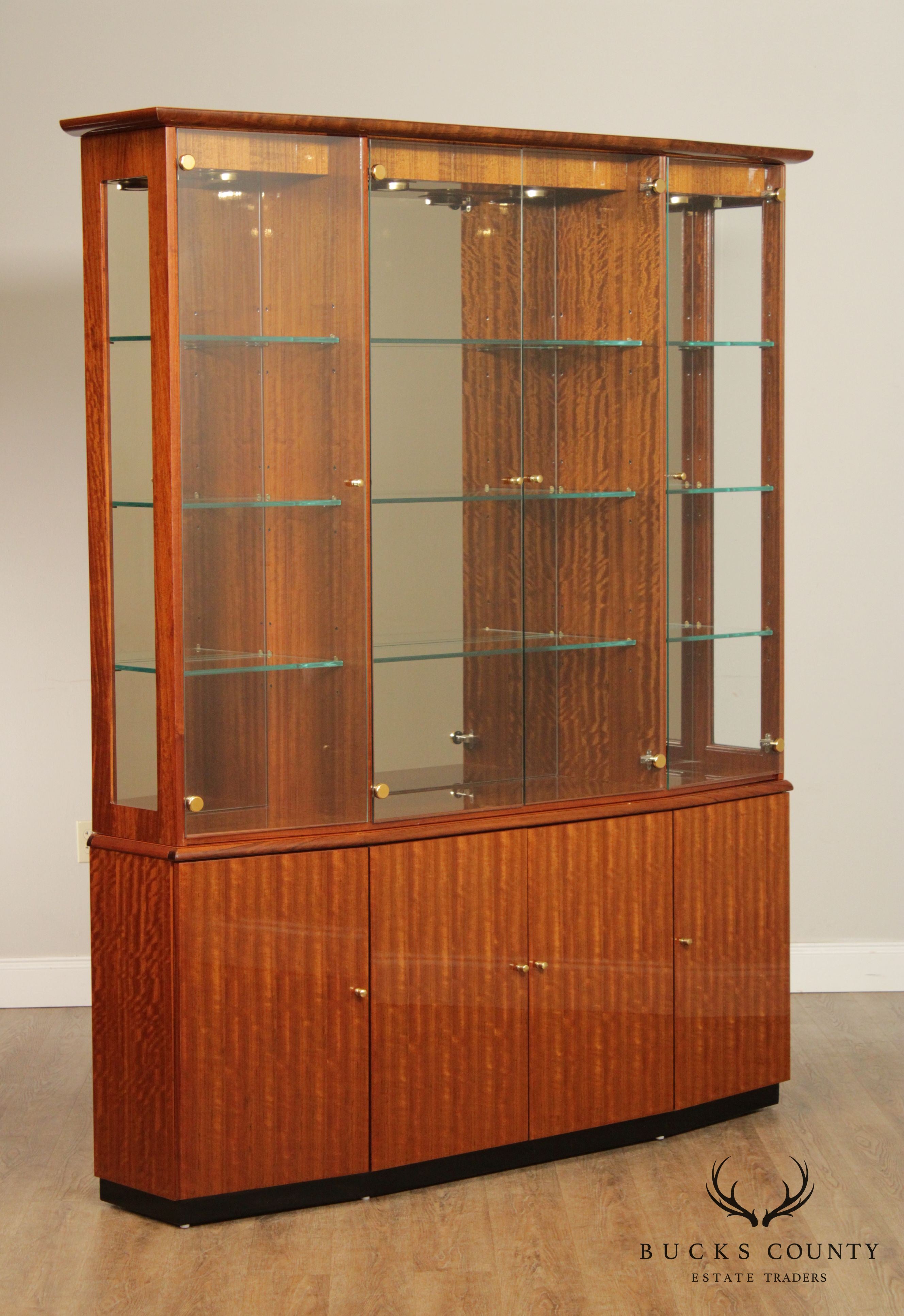 Henredon Modern Art Deco Style Mahogany China Display Cabinet