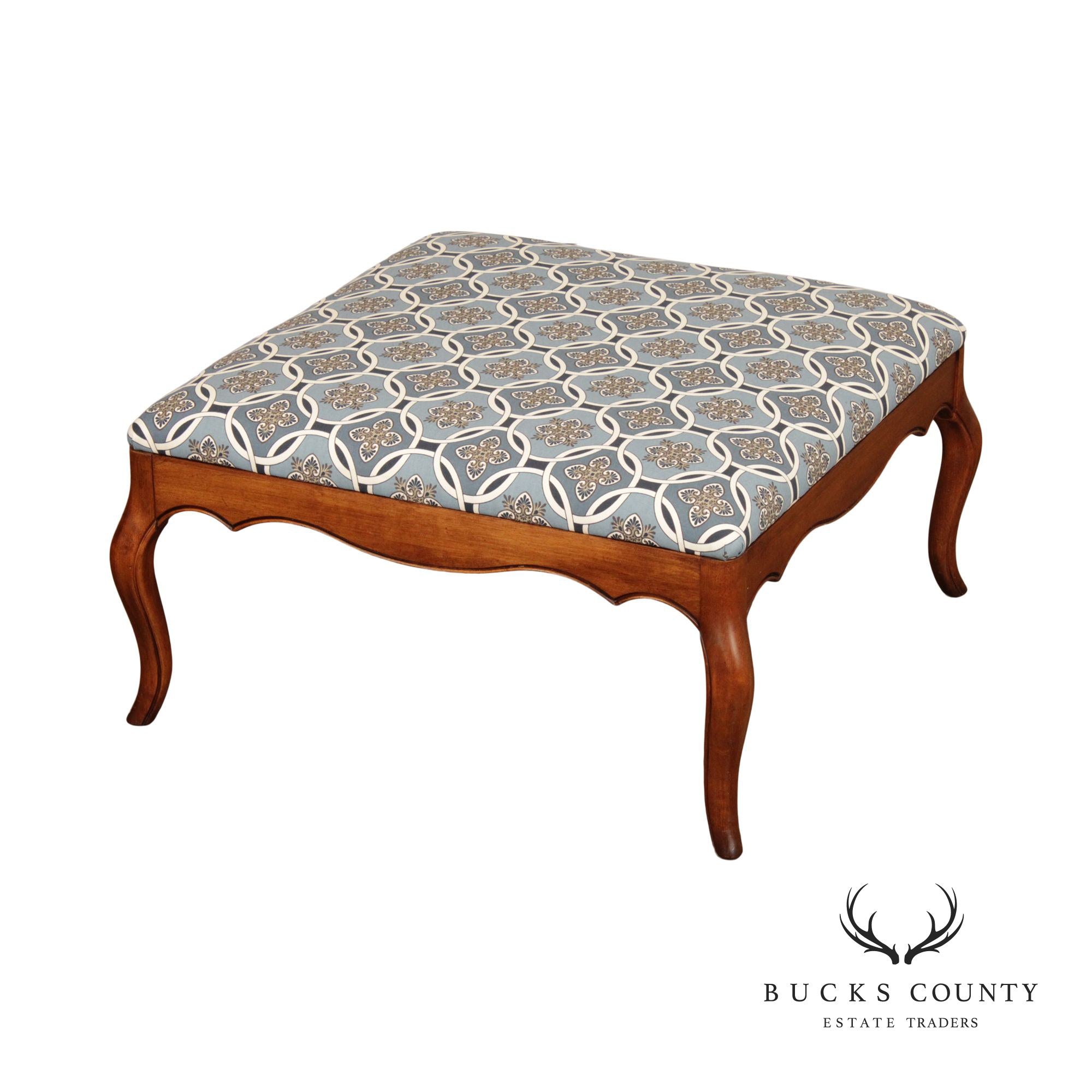 French Country Style Square Upholstered Ottoman