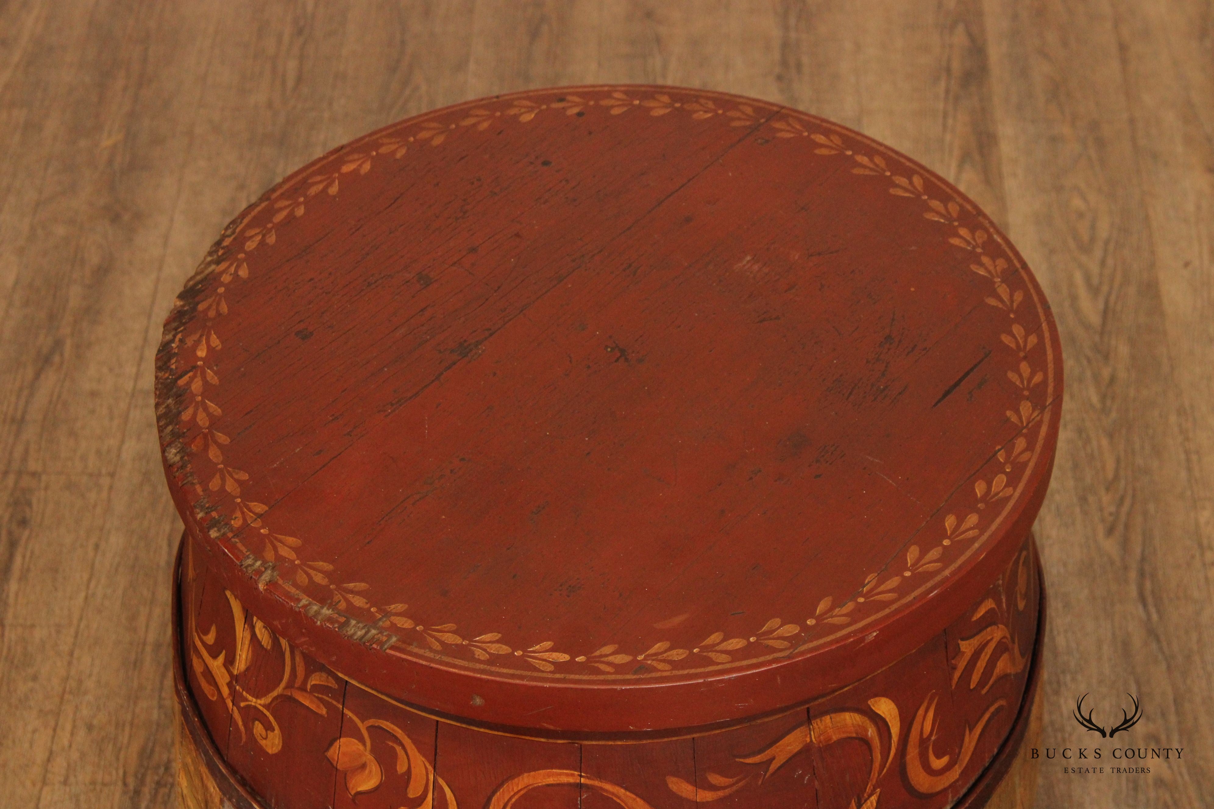 S. Nolan Folk Art Hand Painted Barrel