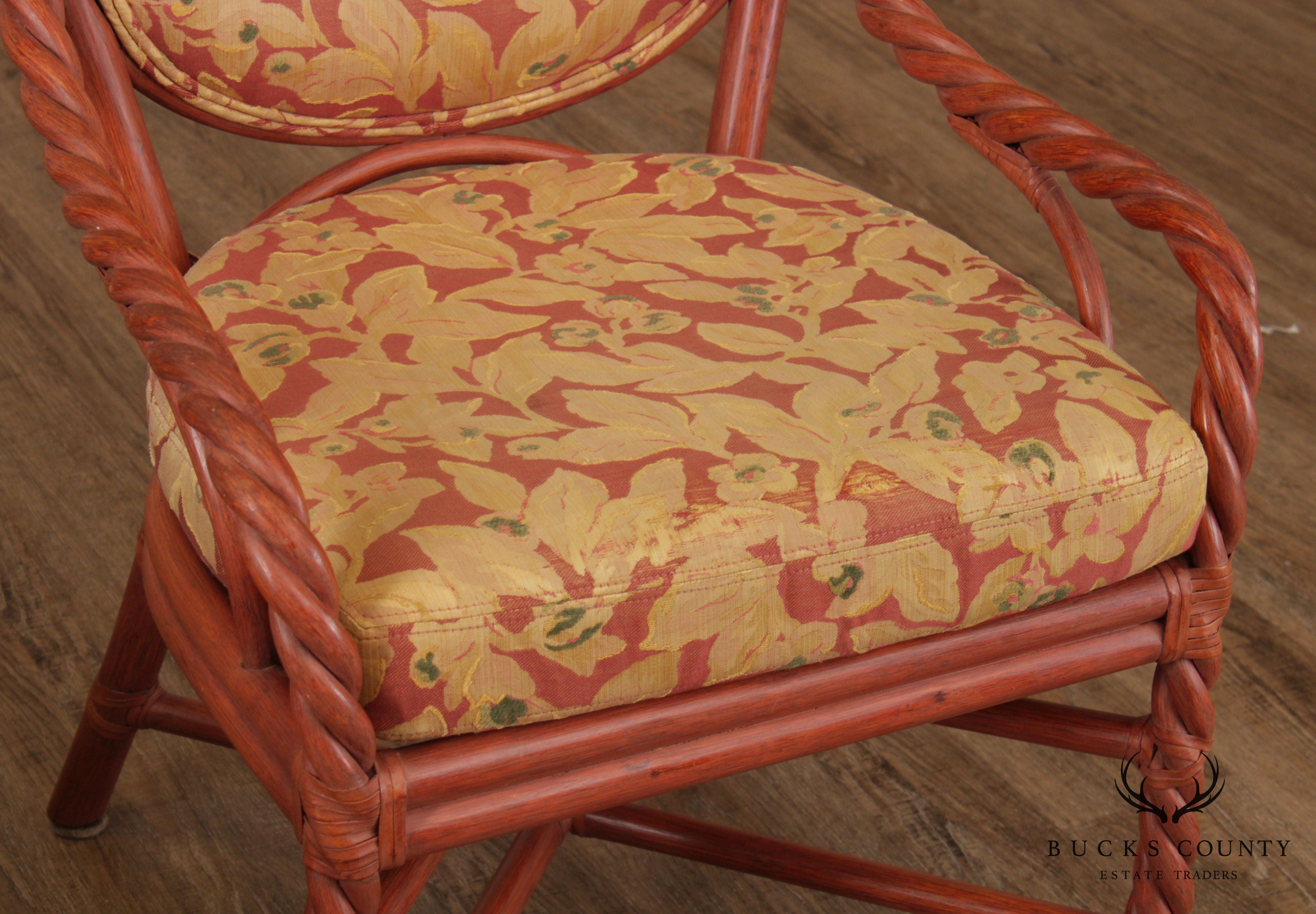 McGuire of San Francisco Pair Painted Twisted Rattan Armchairs (B)