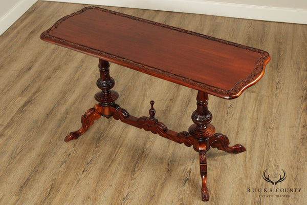 Victorian Style Vintage Carved Mahogany Console Table