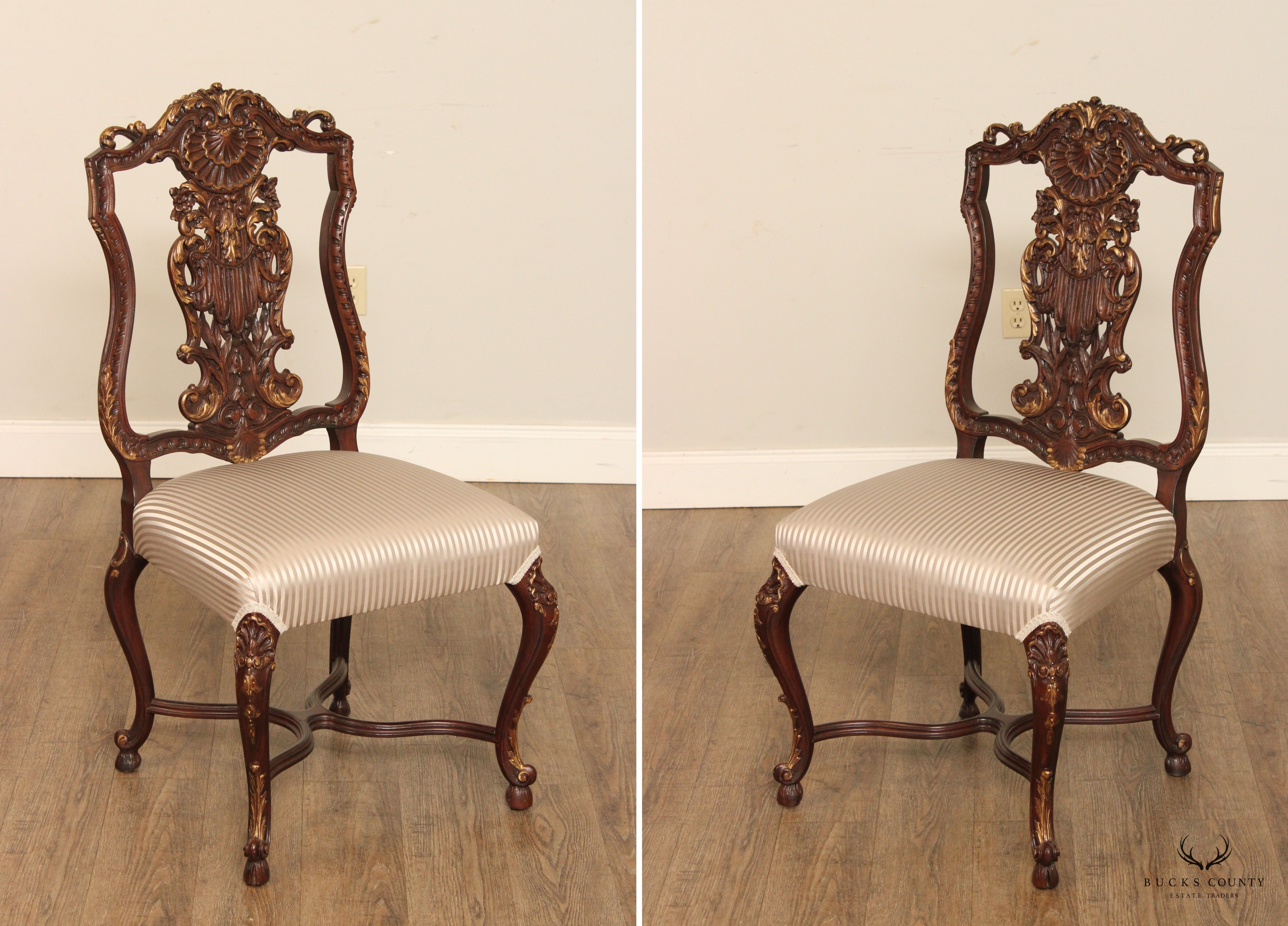 French Louis XV Style Set of Twelve Ornately Carved Dining Chairs