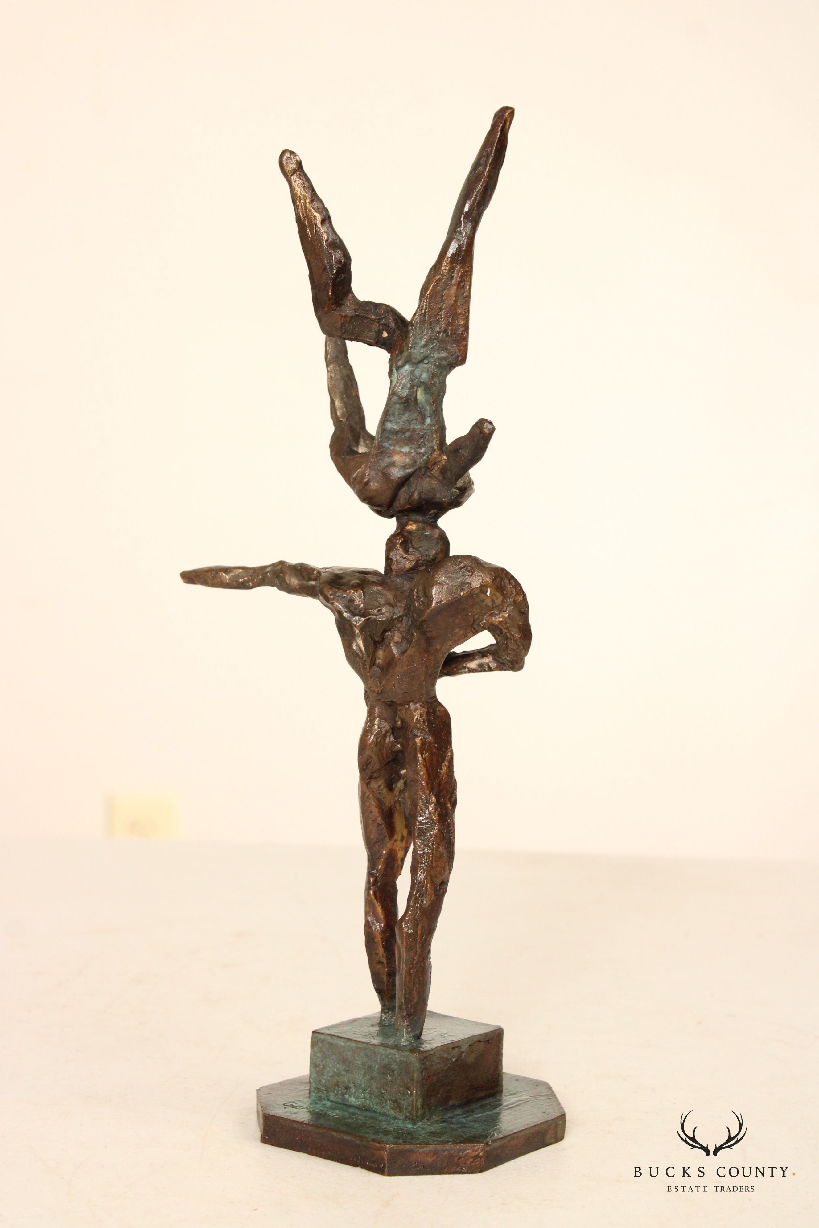 Swedish Modernist Figural Bronze Sculpture by Olof Hellström