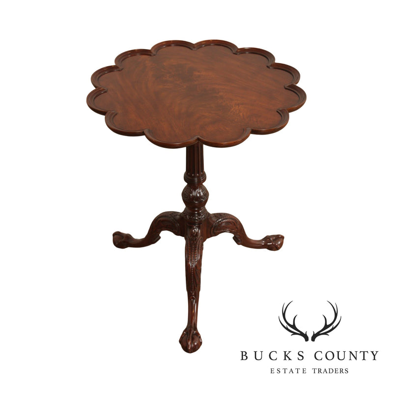 Baker George III Chippendale Style Mahogany Pie Crust Tilt Top Table (B)