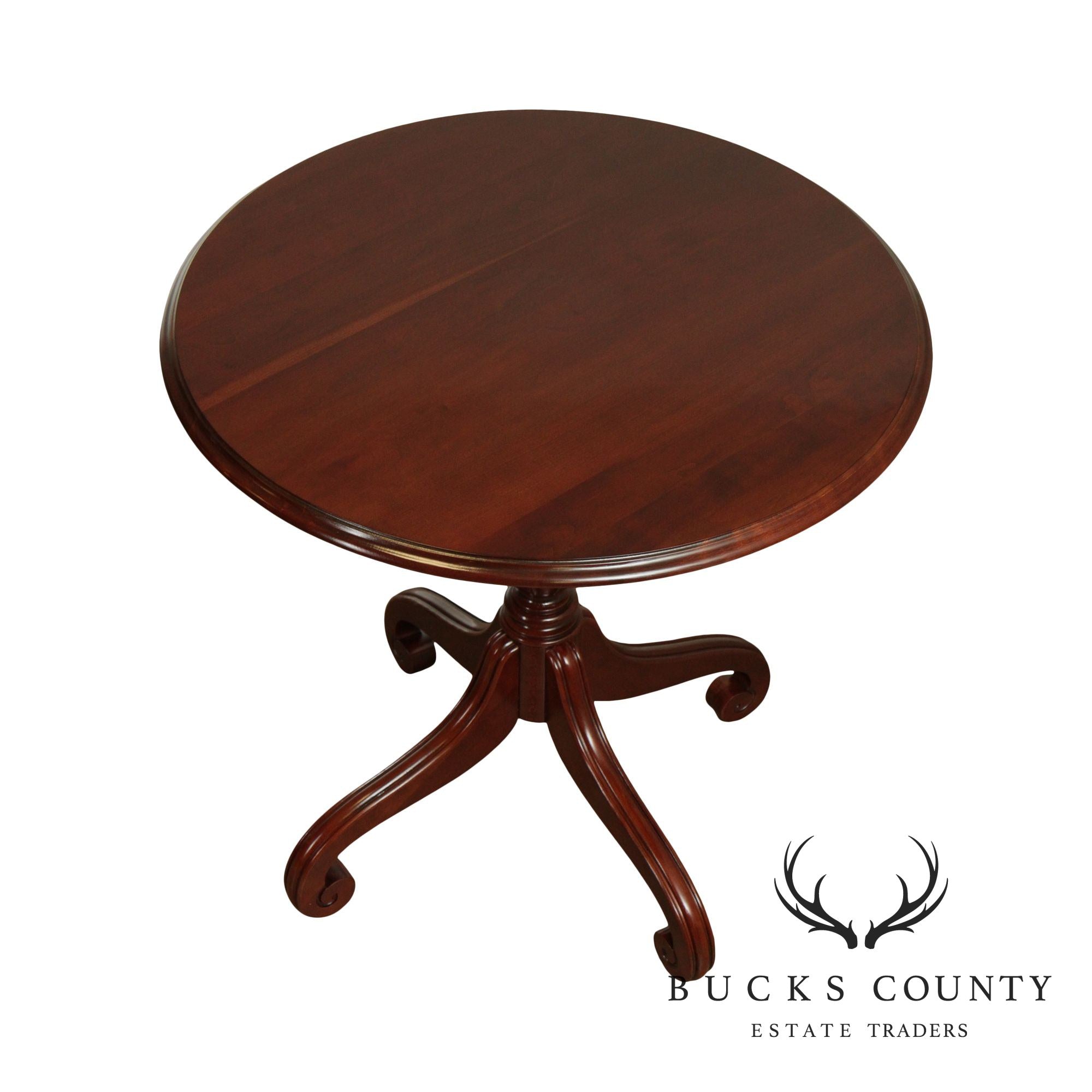 Ethan Allen Georgian Court Round Cherry Pedestal Side Table