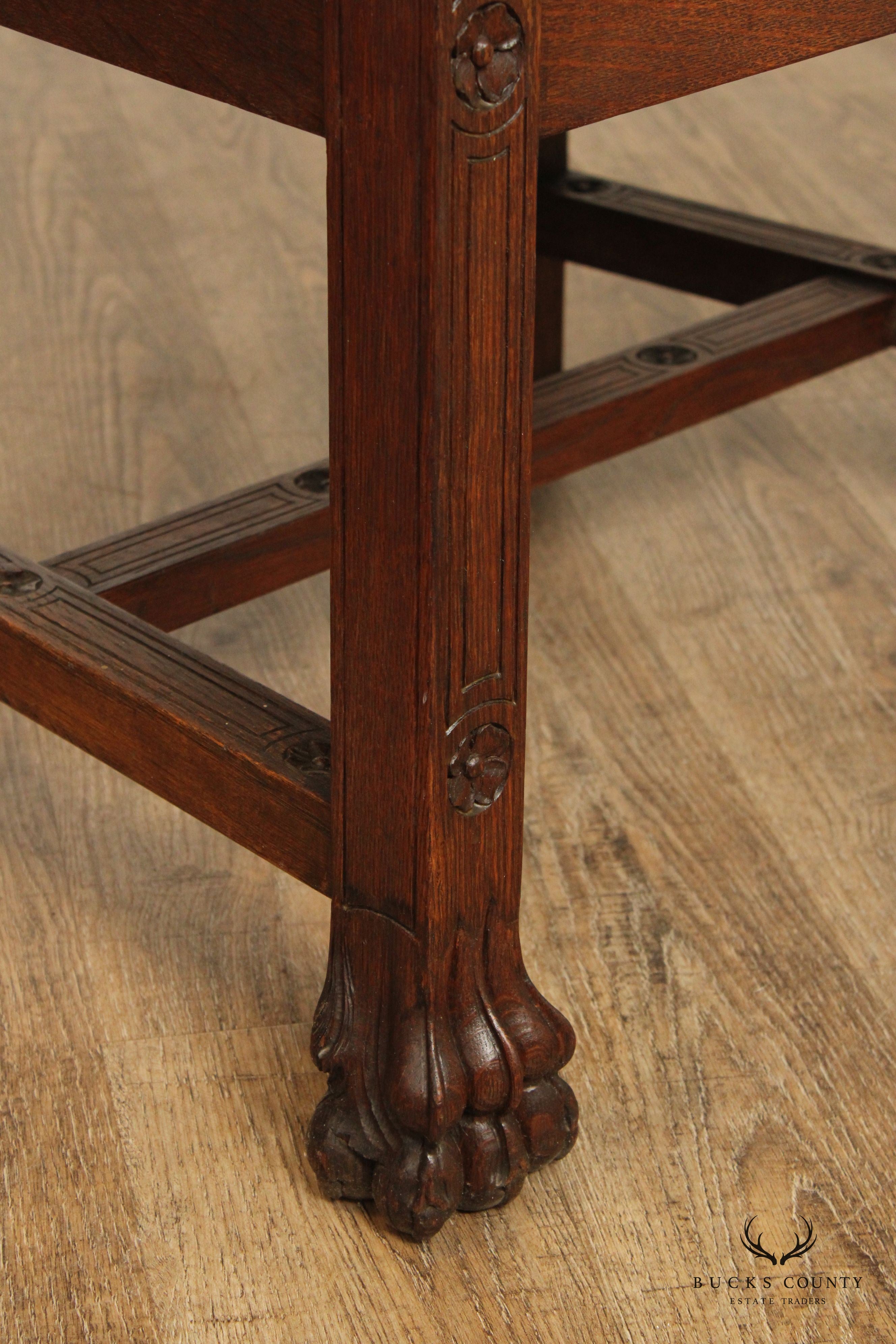 English Traditional Pair of Carved Oak Wainscot Armchairs