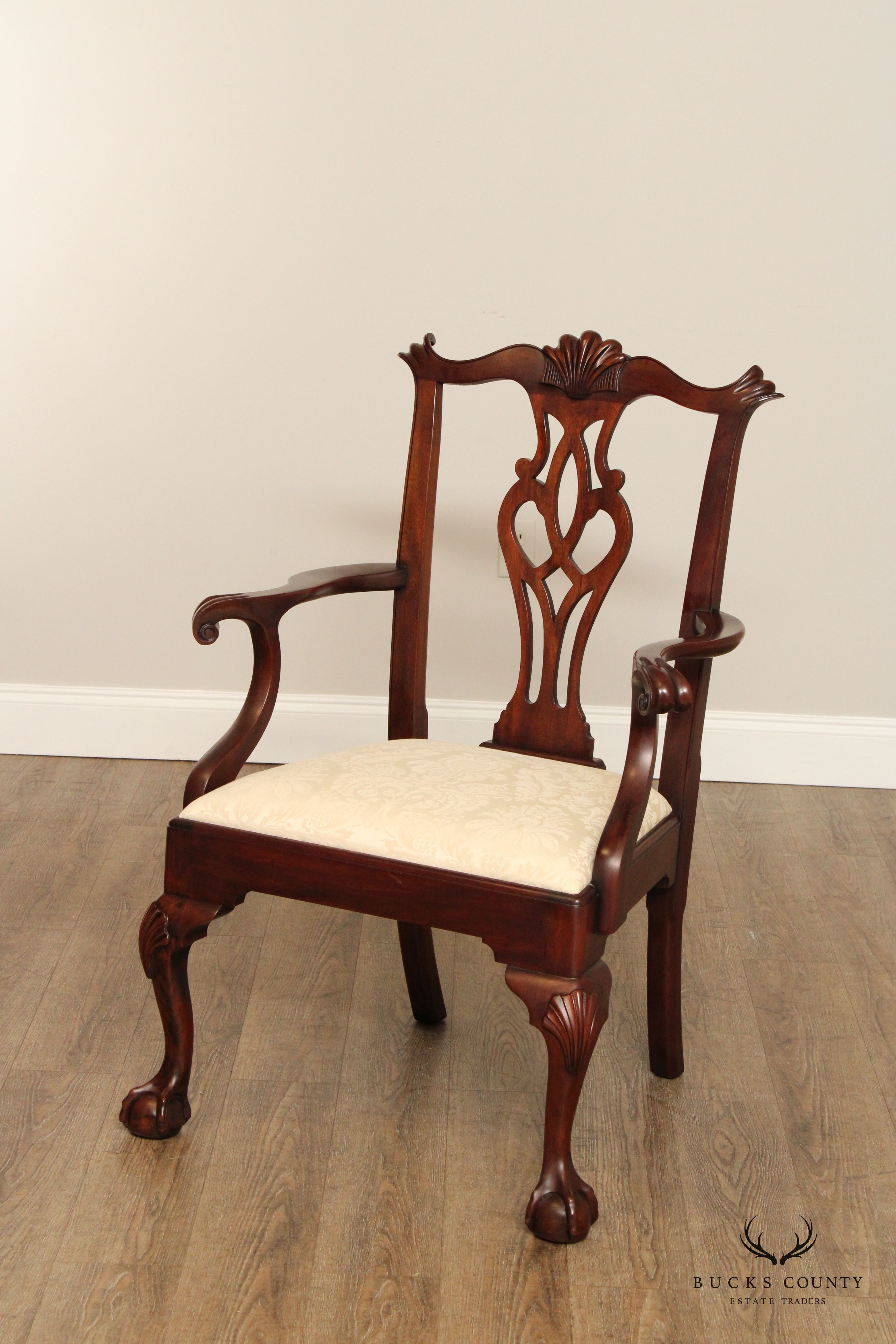 Henkel Harris Chippendale Style Set Of Eight Ball & Claw Mahogany Dining Chairs Model 112