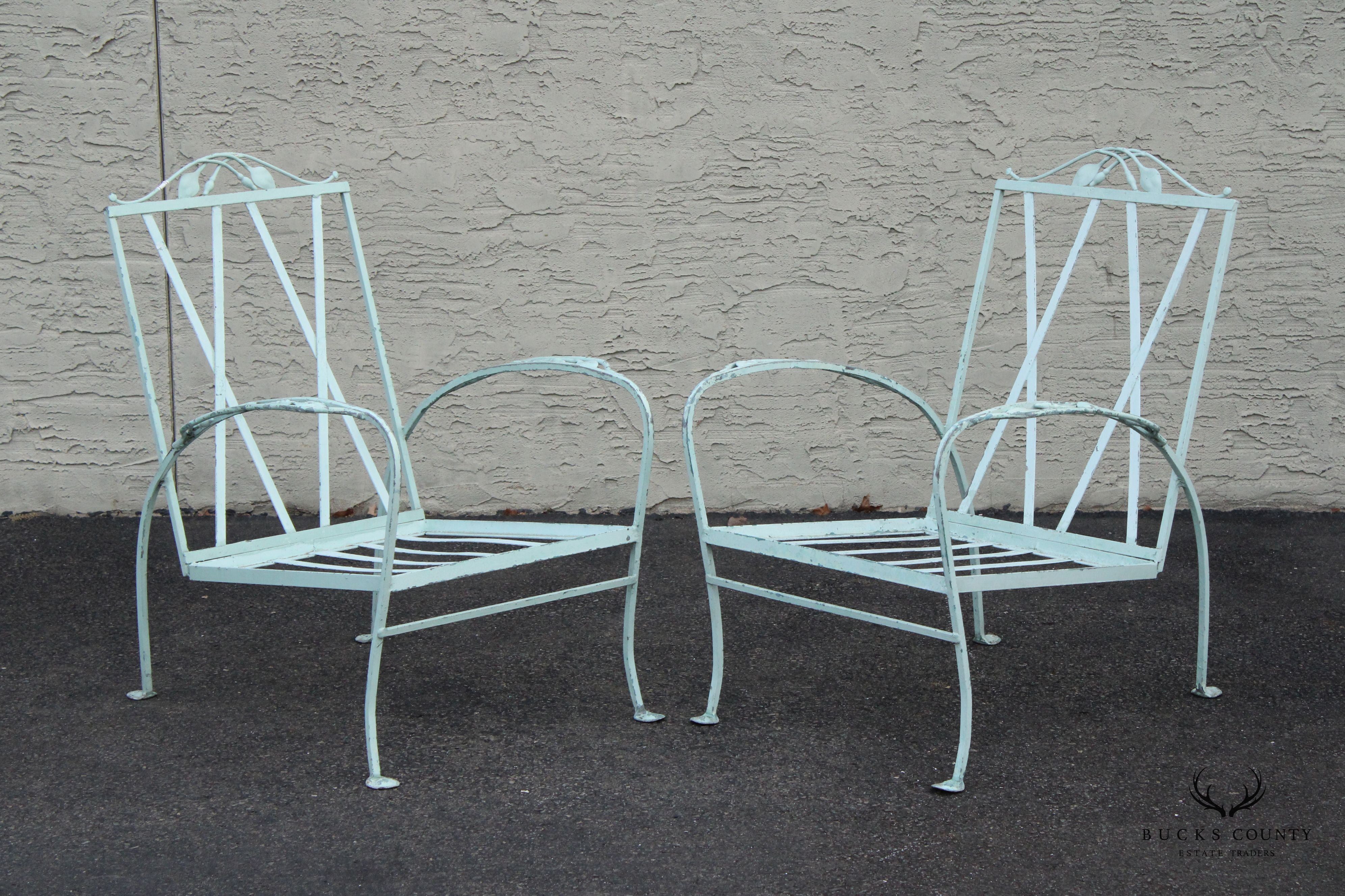 Salterini 'Mt. Vernon' Pair of Wrought Iron Outdoor Patio Chairs