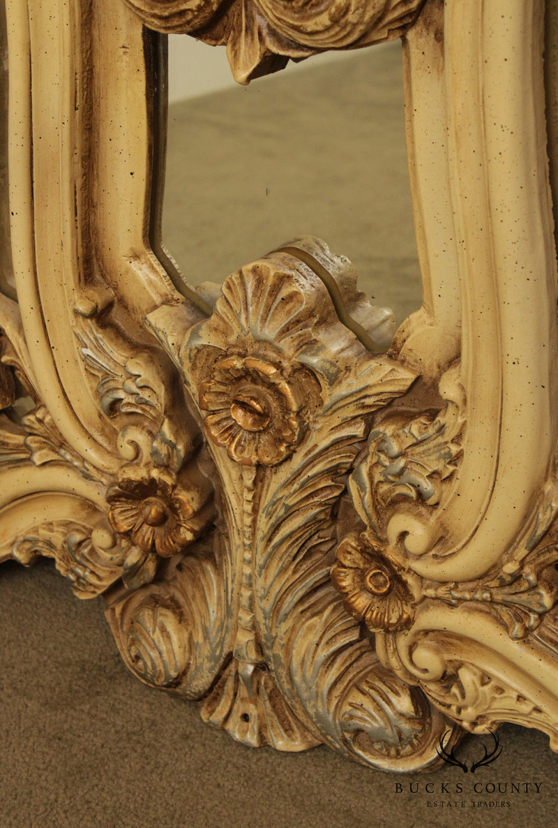 French Louis XV Style Large Painted Double Wall Mirror