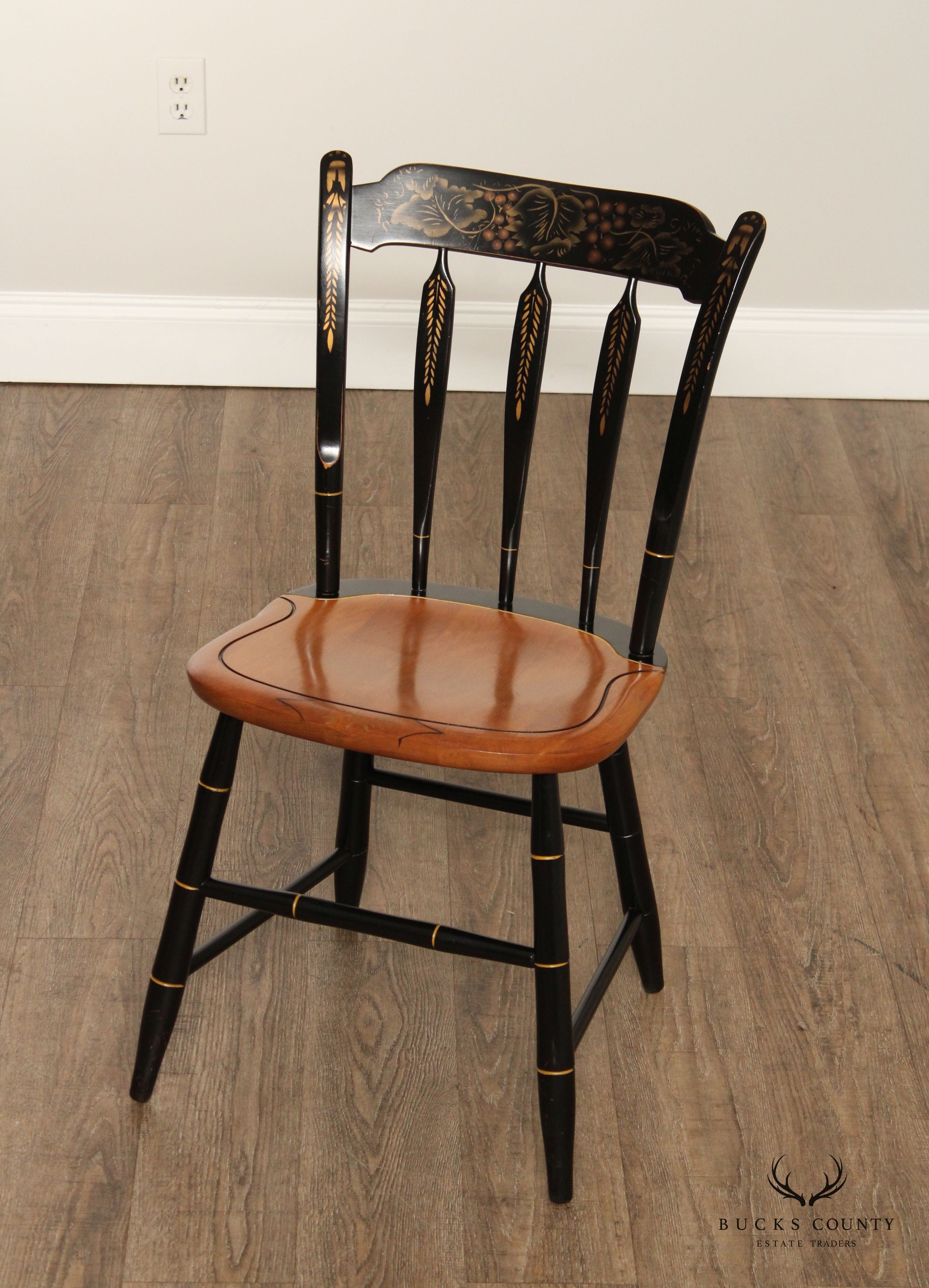 Hitchcock Vintage Set Of Five Stenciled Dining Chairs