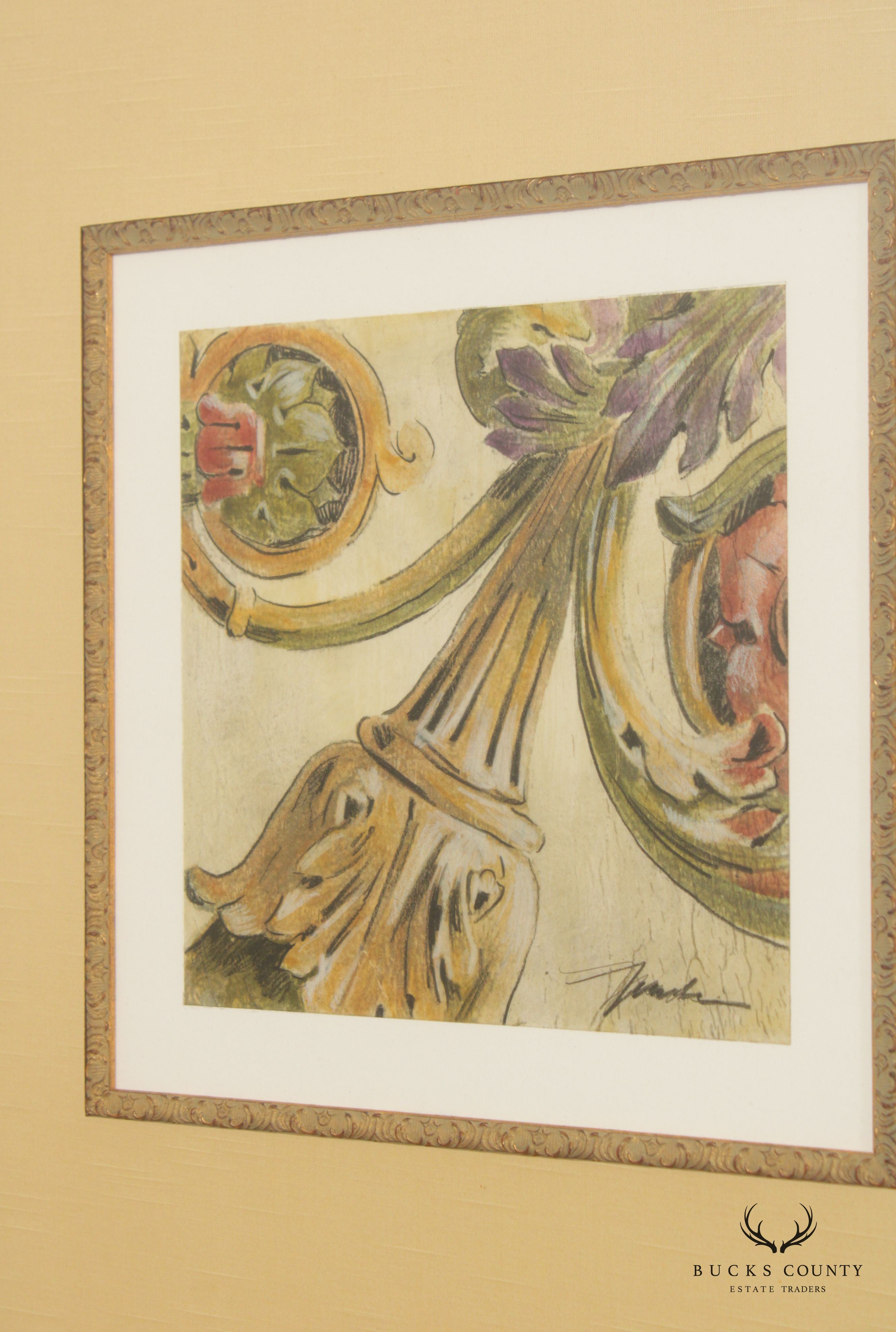 Renaissance Style Floral Architectural Art Print by Elizabeth Jardine