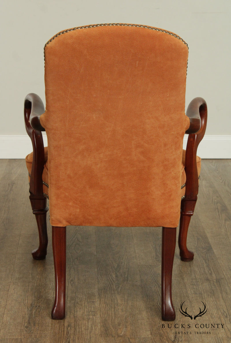 Queen Anne Style Mahogany Frame Armchair