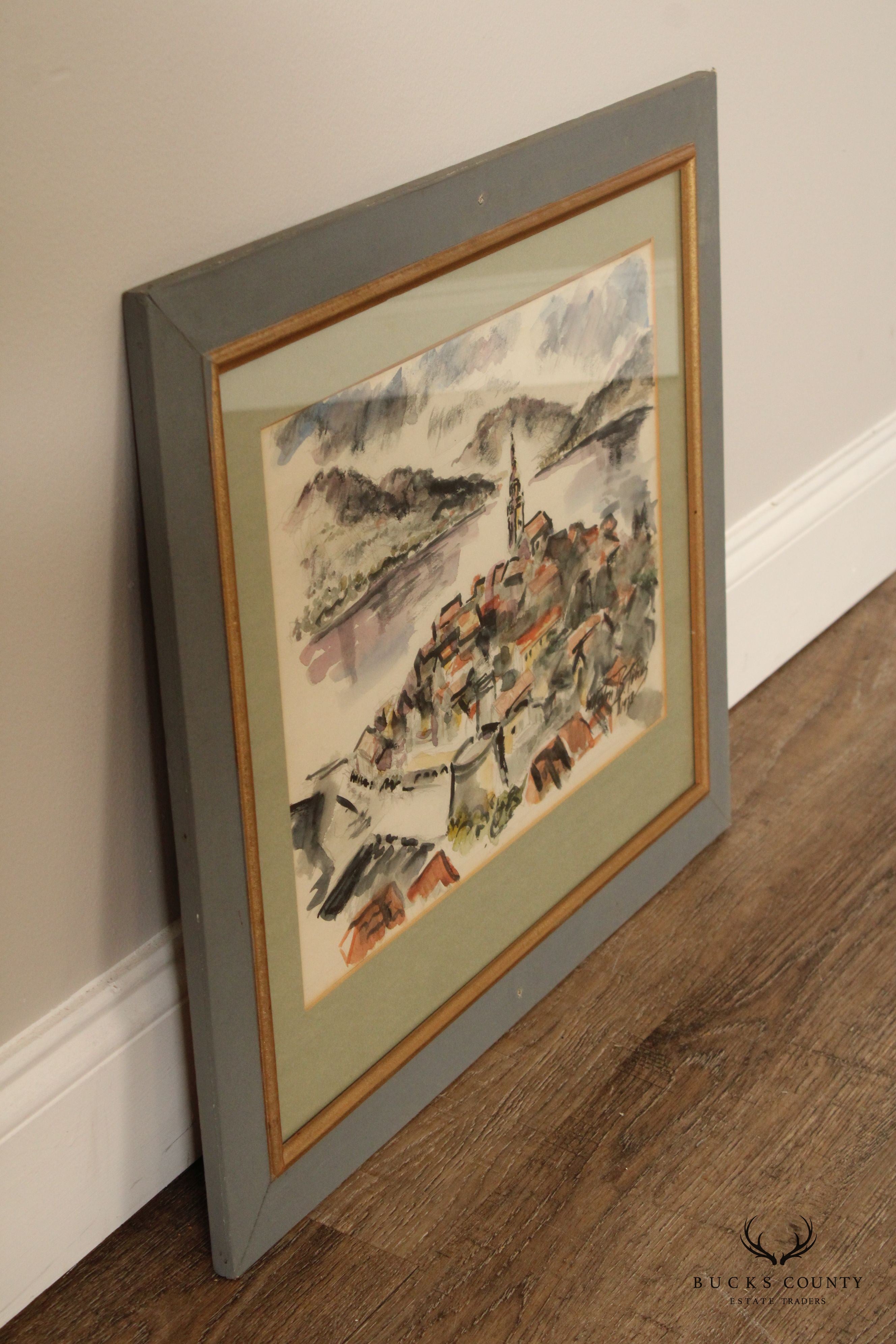 MORTON B. TOBIAS FRAMED IMPRESSIONIST WATERCOLOR PAINTING, 1973